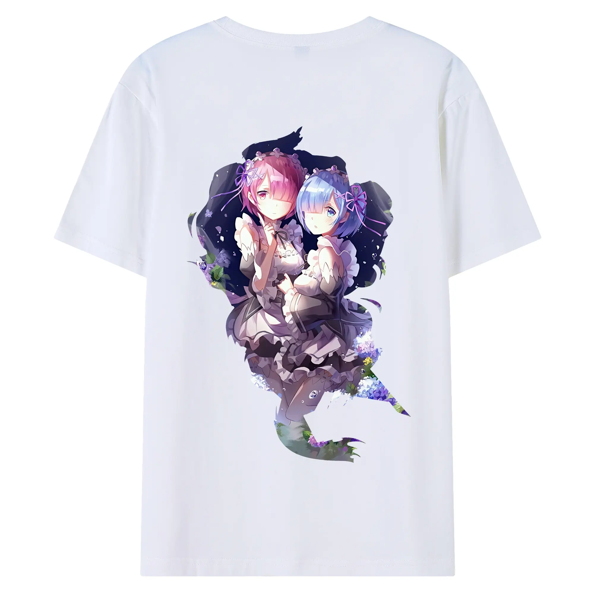 リゼロ グッズ ラム - 綿100％ 半袖Tシャツ ・ バックプリント ・ 快適 通気性 ・ 日常使い 散歩 スポーツ用