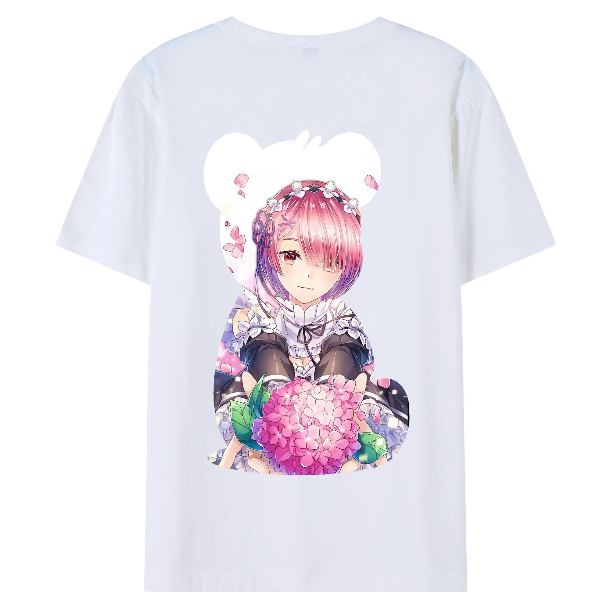 リゼロ グッズ ラム - 綿100％ 半袖Tシャツ ・ バックプリント ・ 快適 通気性 ・ 日常使い 散歩 スポーツ用