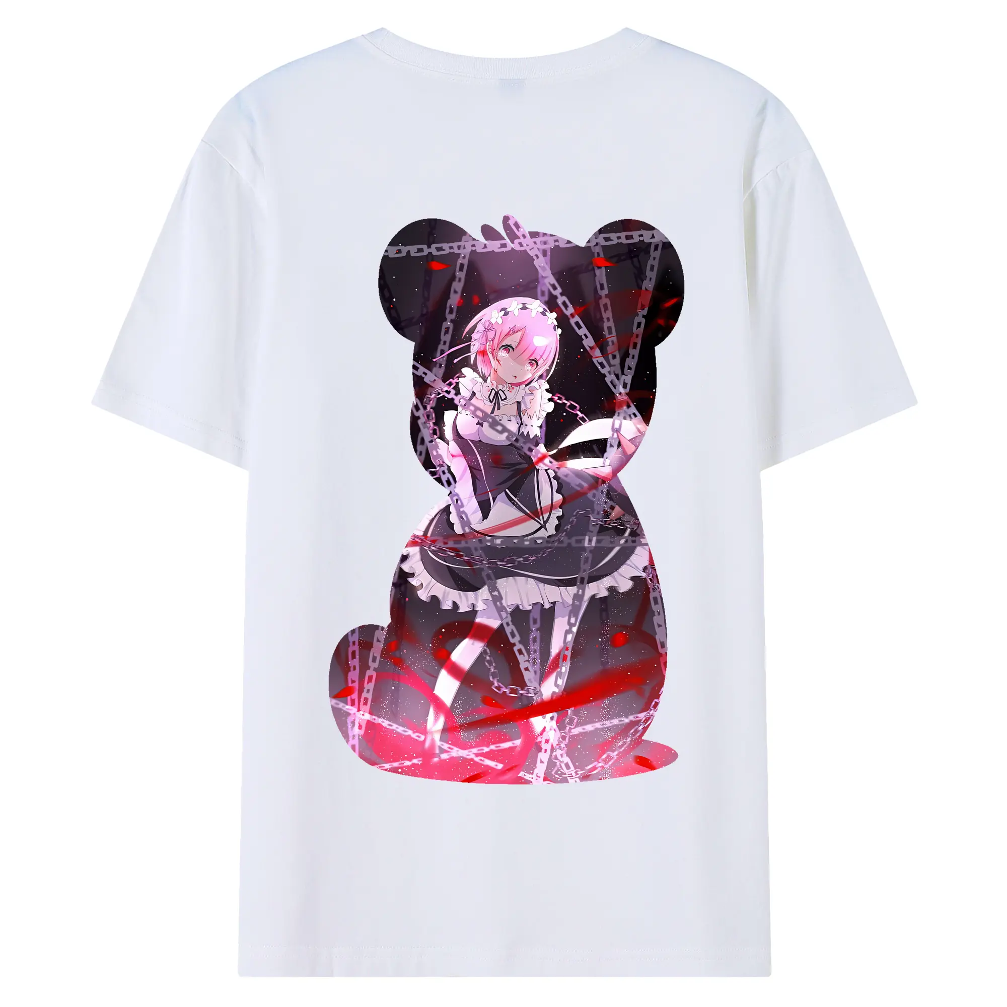 リゼロ グッズ ラム - 綿100％ 半袖Tシャツ ・ バックプリント ・ 快適 通気性 ・ 日常使い 散歩 スポーツ用