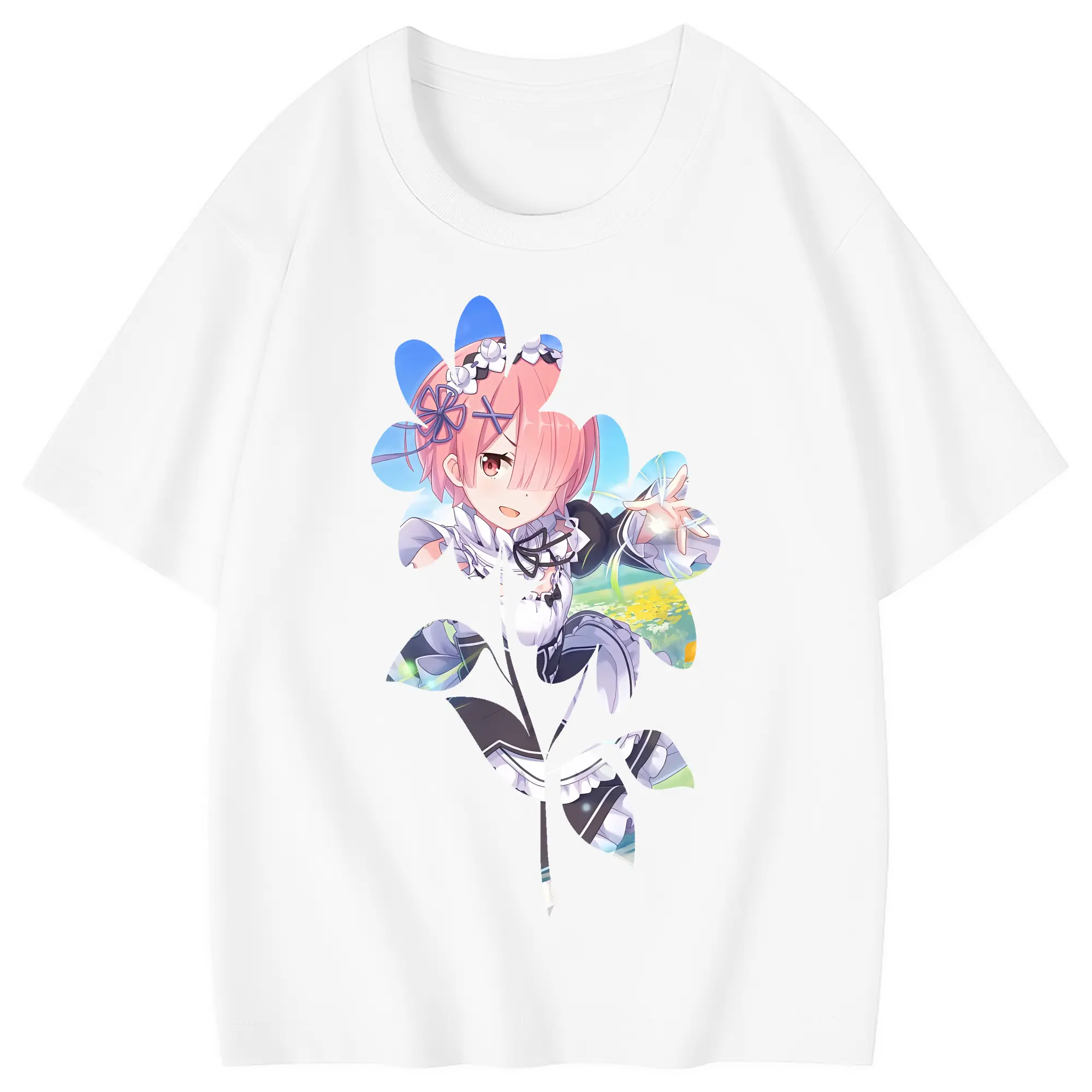 リゼロ グッズ ラム - 綿100％ キッズTシャツ ・ フロントプリント ・ 快適 通気性 ・ スポーツ カジュアル 散歩用