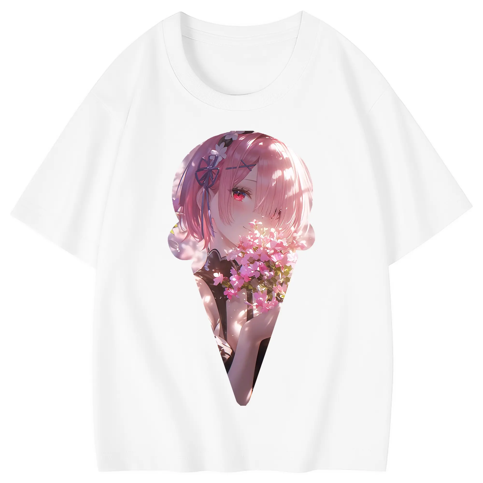 リゼロ グッズ ラム - 綿100％ キッズTシャツ ・ フロントプリント ・ 快適 通気性 ・ スポーツ カジュアル 散歩用