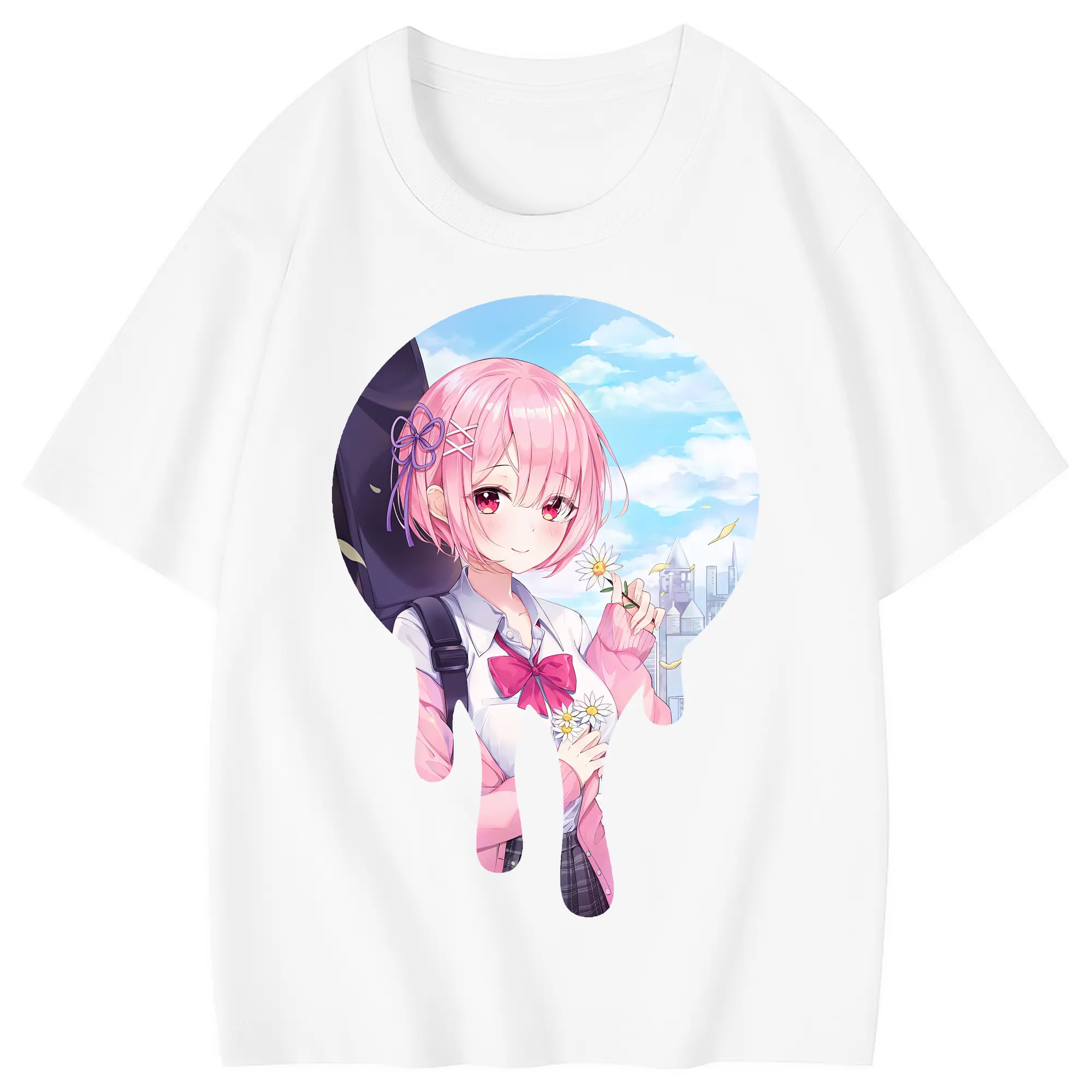 リゼロ グッズ ラム - 綿100％ キッズTシャツ ・ フロントプリント ・ 快適 通気性 ・ スポーツ カジュアル 散歩用