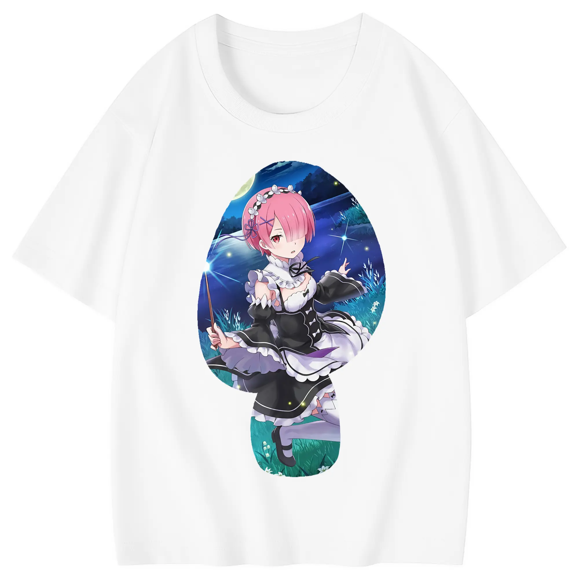 リゼロ グッズ ラム - 綿100％ キッズTシャツ ・ フロントプリント ・ 快適 通気性 ・ スポーツ カジュアル 散歩用