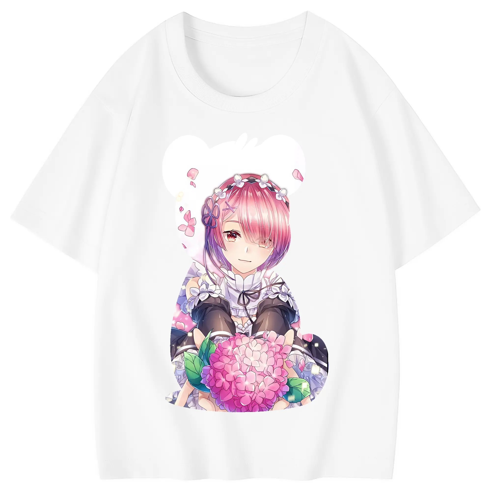 リゼロ グッズ ラム - 綿100％ キッズTシャツ ・ フロントプリント ・ 快適 通気性 ・ スポーツ カジュアル 散歩用