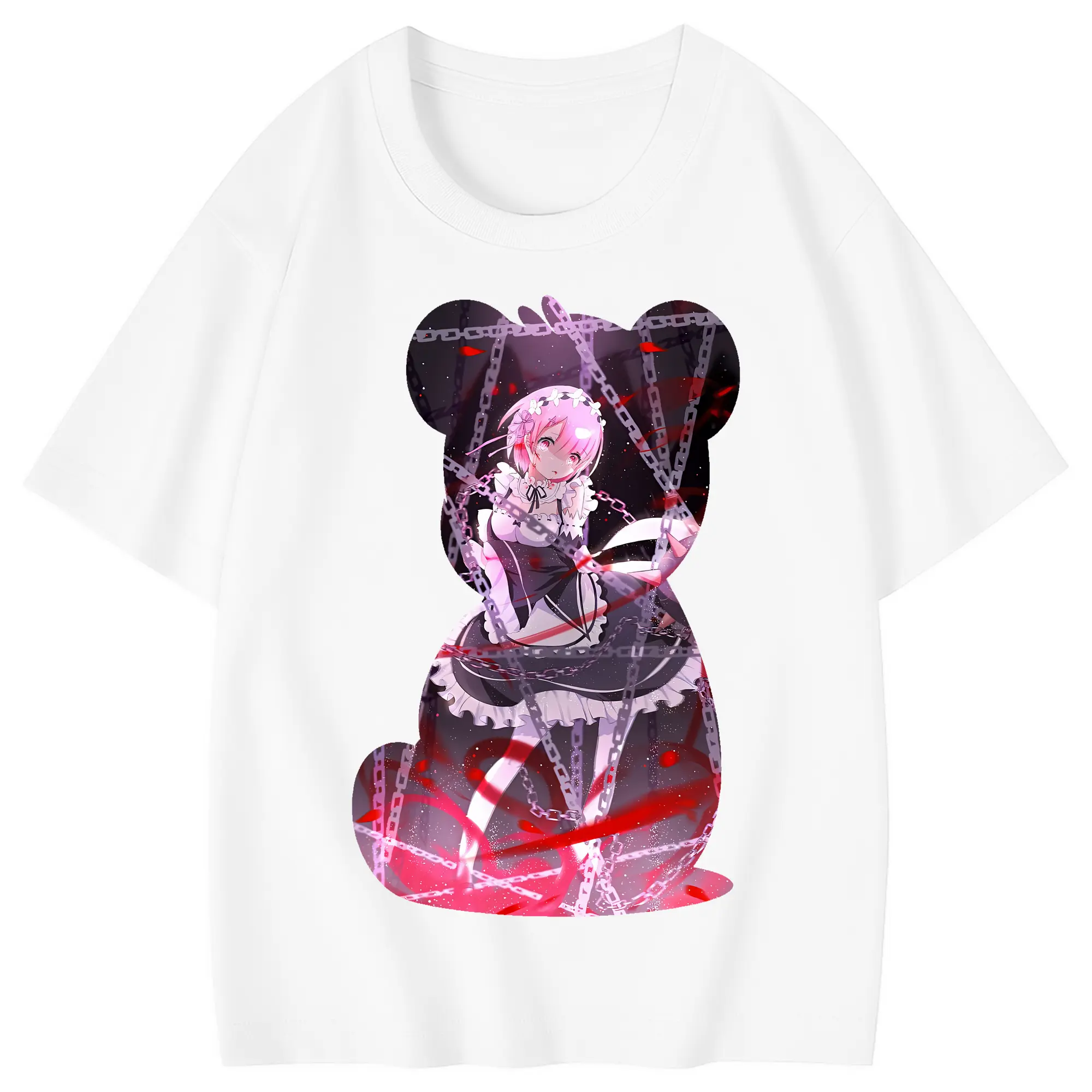 リゼロ グッズ ラム - 綿100％ キッズTシャツ ・ フロントプリント ・ 快適 通気性 ・ スポーツ カジュアル 散歩用