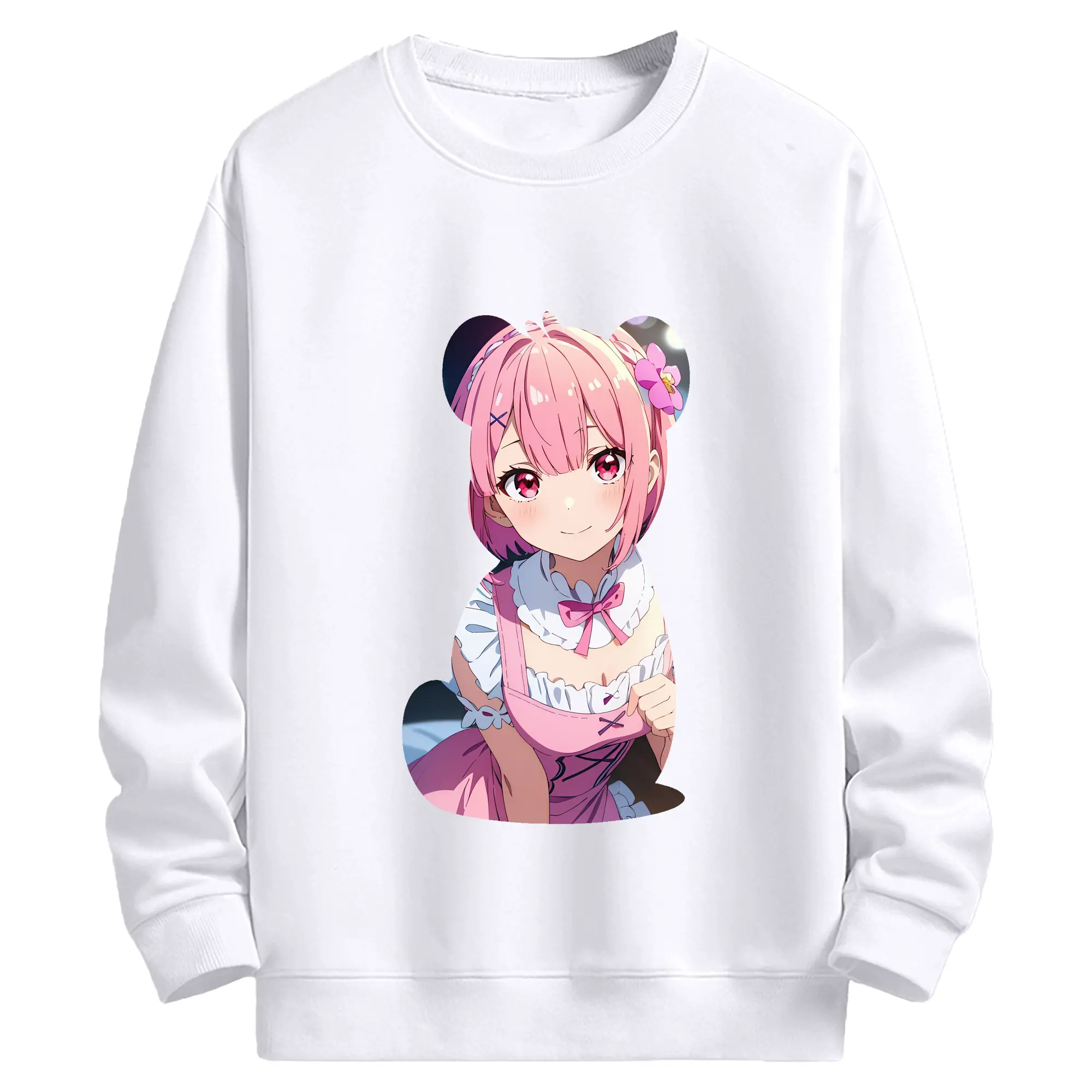 リゼロ グッズ ラム - 高品質 クルーネック スウェット ・ コットン59％ ポリエステル41％ ・ ユニセックス 長袖 トレーナー ・ カジュアル デイリー スポーツ 散歩用