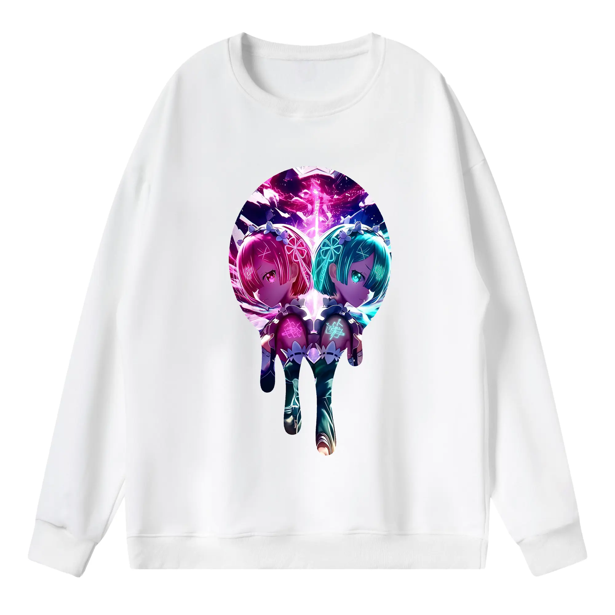 リゼロ グッズ ラム - 薄手 クルーネック スウェット 裏毛260g · ポリエステル 春秋向け カジュアル 男女兼用 · トレーナー デイリー スポーツ 散歩に最適