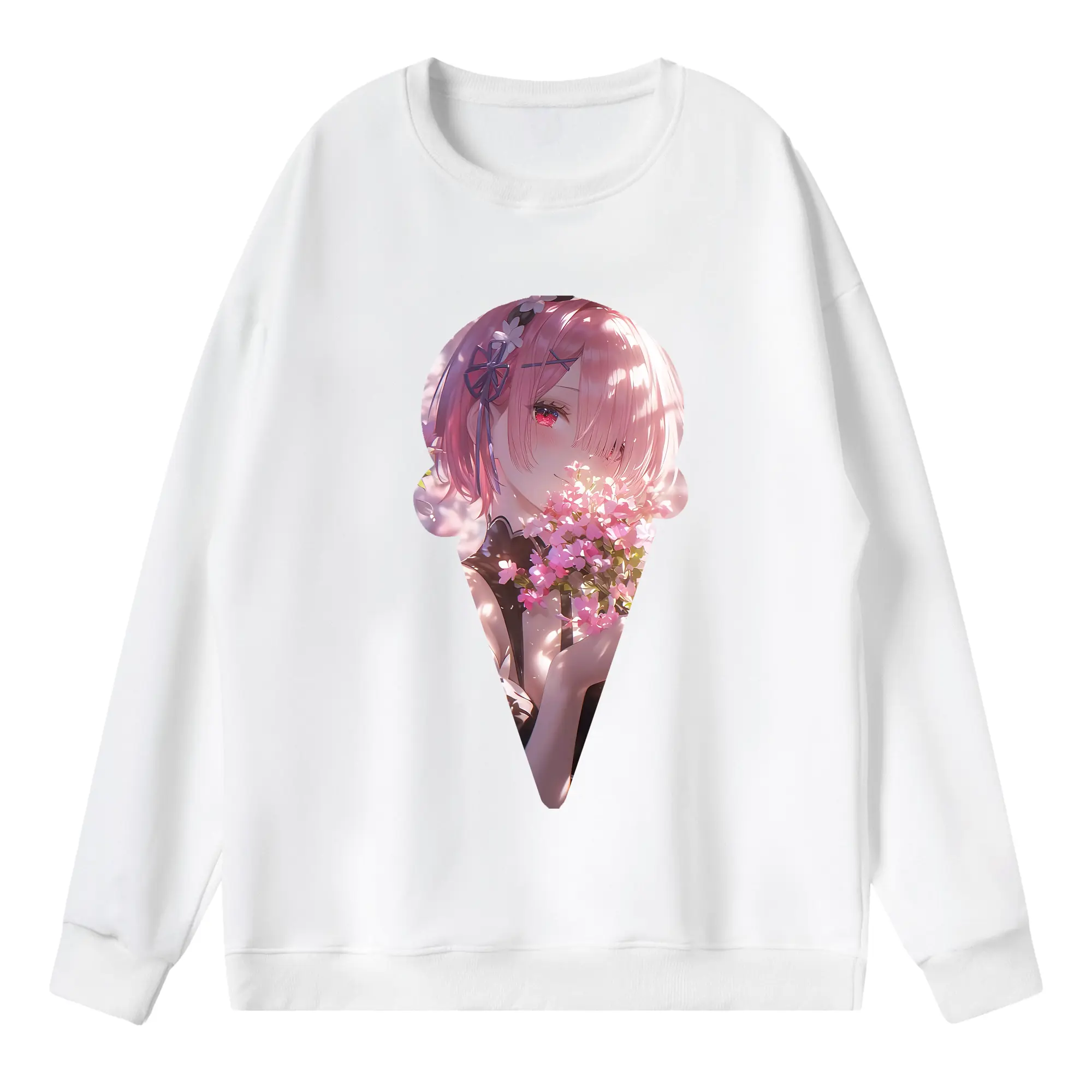 リゼロ グッズ ラム - 薄手 クルーネック スウェット 裏毛260g · ポリエステル 春秋向け カジュアル 男女兼用 · トレーナー デイリー スポーツ 散歩に最適