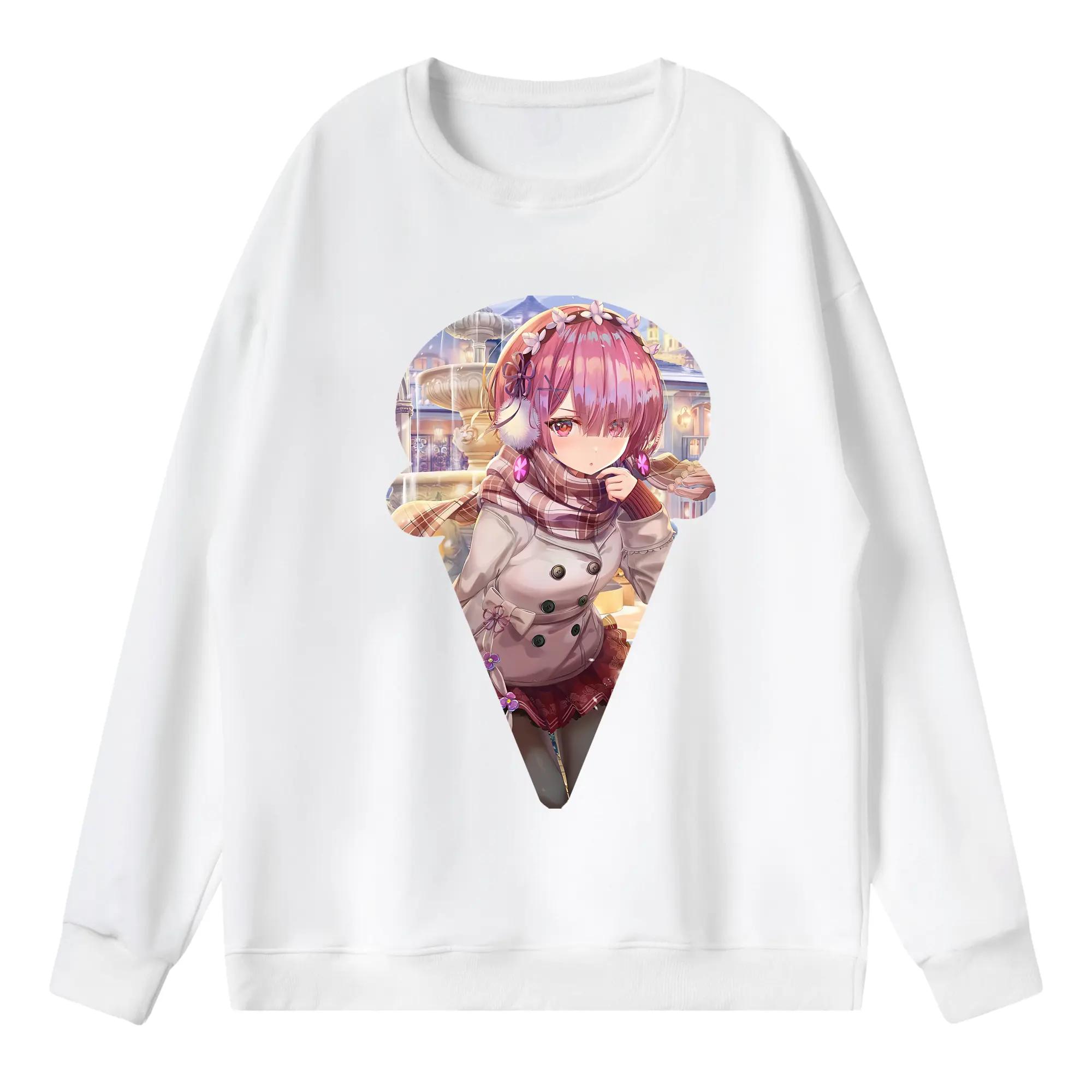 リゼロ グッズ ラム - 薄手 クルーネック スウェット 裏毛260g · ポリエステル 春秋向け カジュアル 男女兼用 · トレーナー デイリー スポーツ 散歩に最適