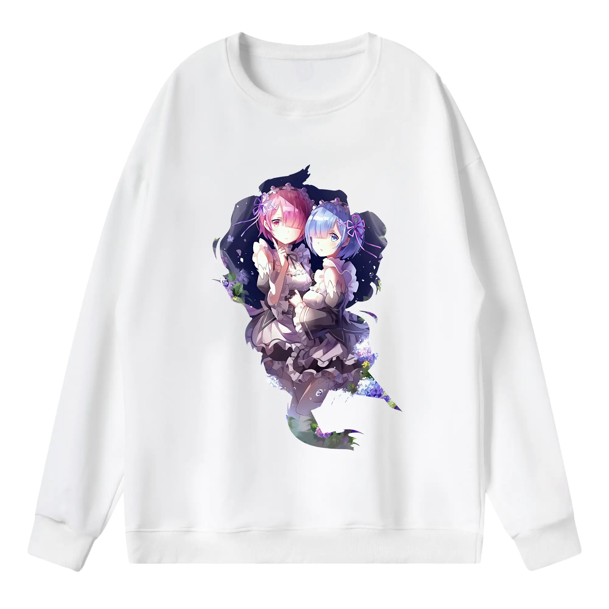 リゼロ グッズ ラム - 薄手 クルーネック スウェット 裏毛260g · ポリエステル 春秋向け カジュアル 男女兼用 · トレーナー デイリー スポーツ 散歩に最適