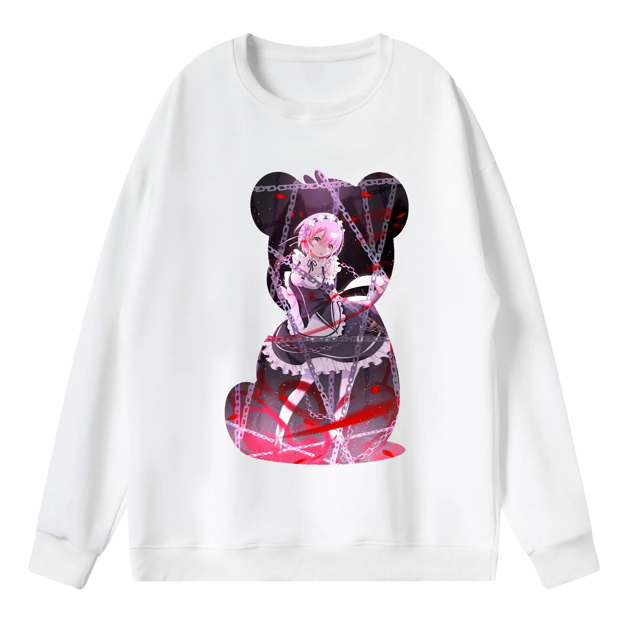 リゼロ グッズ ラム - 薄手 クルーネック スウェット 裏毛260g · ポリエステル 春秋向け カジュアル 男女兼用 · トレーナー デイリー スポーツ 散歩に最適