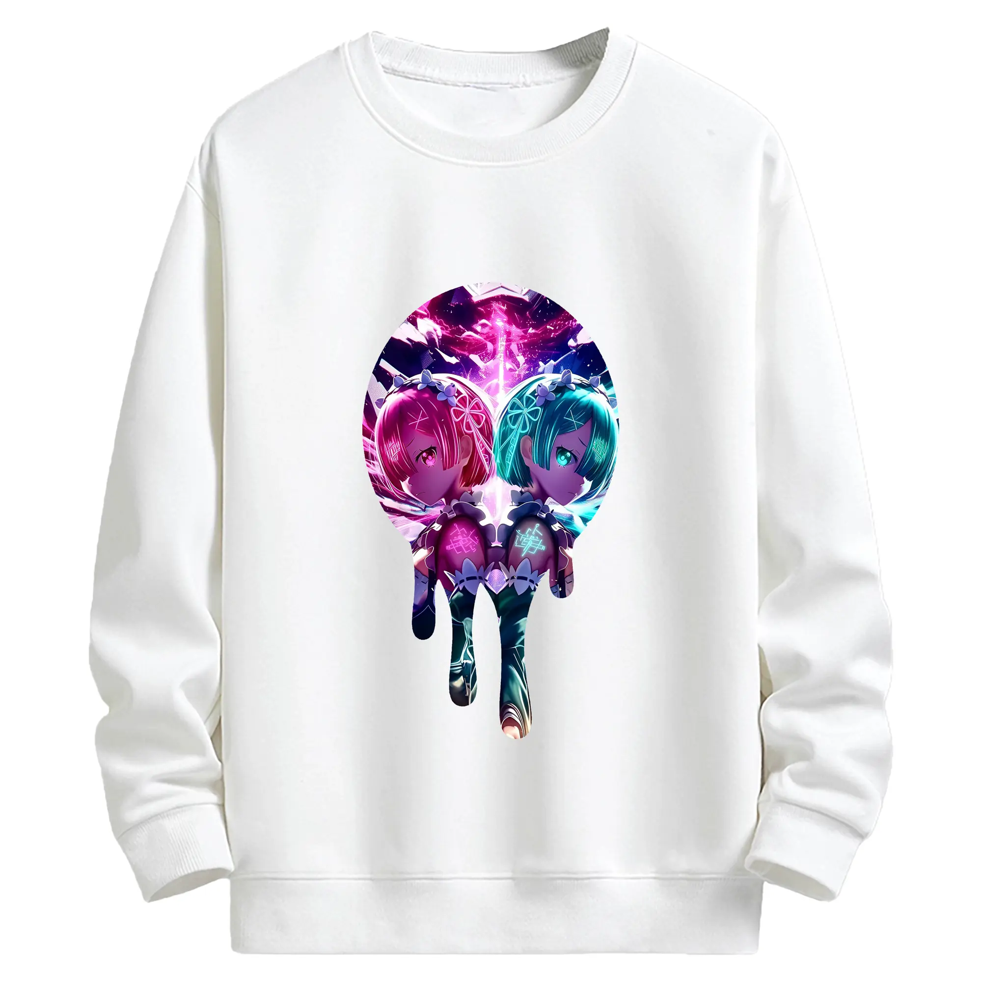 リゼロ グッズ ラム - キッズ クルーネックスウェットシャツ ・ フロントプリント ・ 綿80％ ポリエステル20％ ・ 快適 通学 スポーツ 日常使い お散歩用