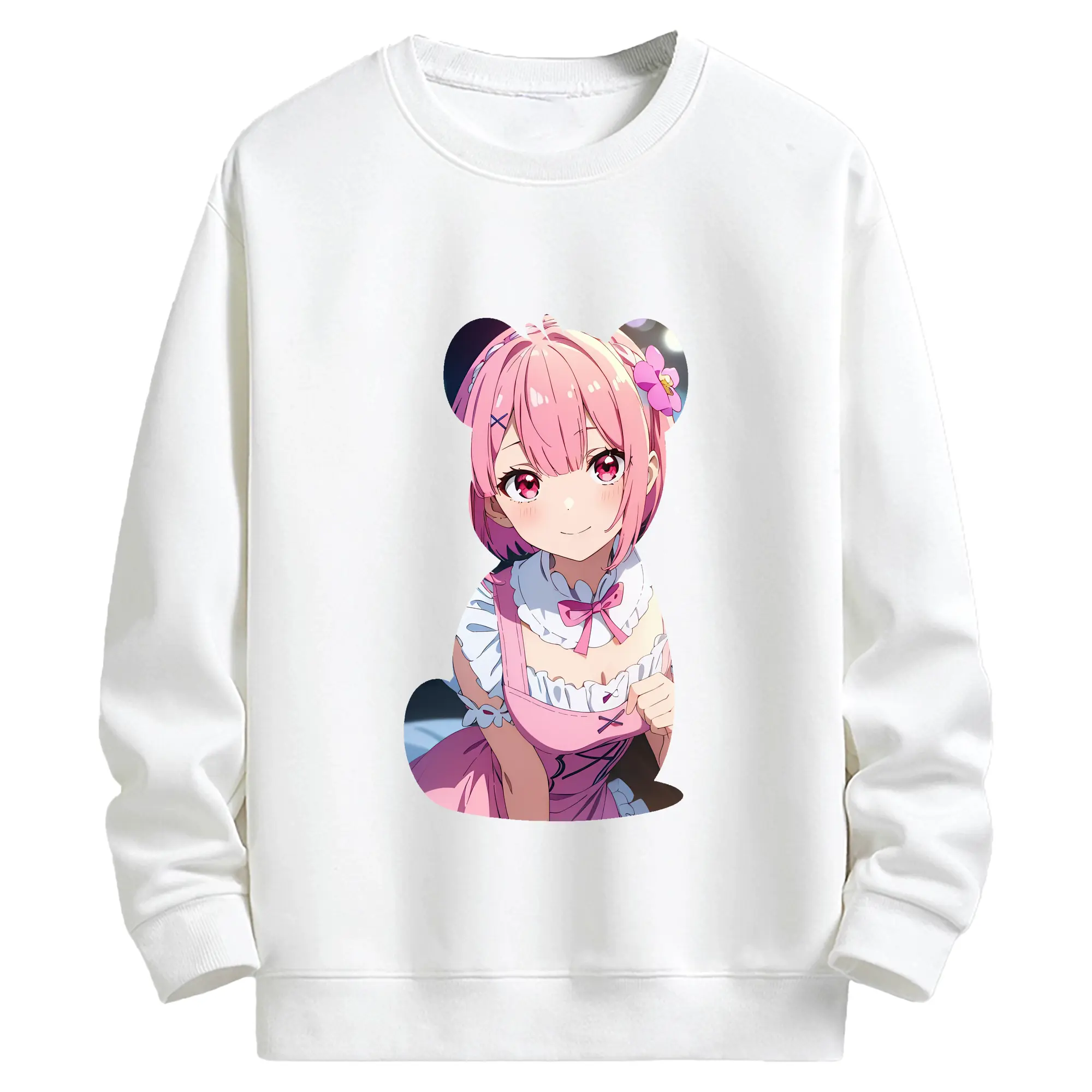 リゼロ グッズ ラム - キッズ クルーネックスウェットシャツ ・ フロントプリント ・ 綿80％ ポリエステル20％ ・ 快適 通学 スポーツ 日常使い お散歩用