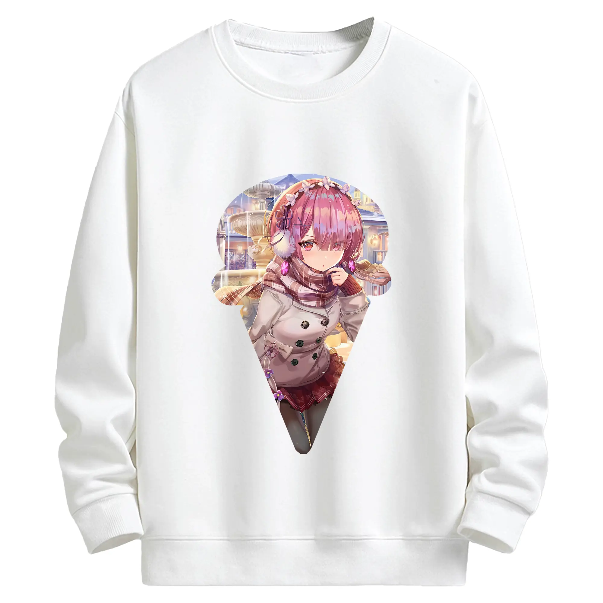 リゼロ グッズ ラム - キッズ クルーネックスウェットシャツ ・ フロントプリント ・ 綿80％ ポリエステル20％ ・ 快適 通学 スポーツ 日常使い お散歩用