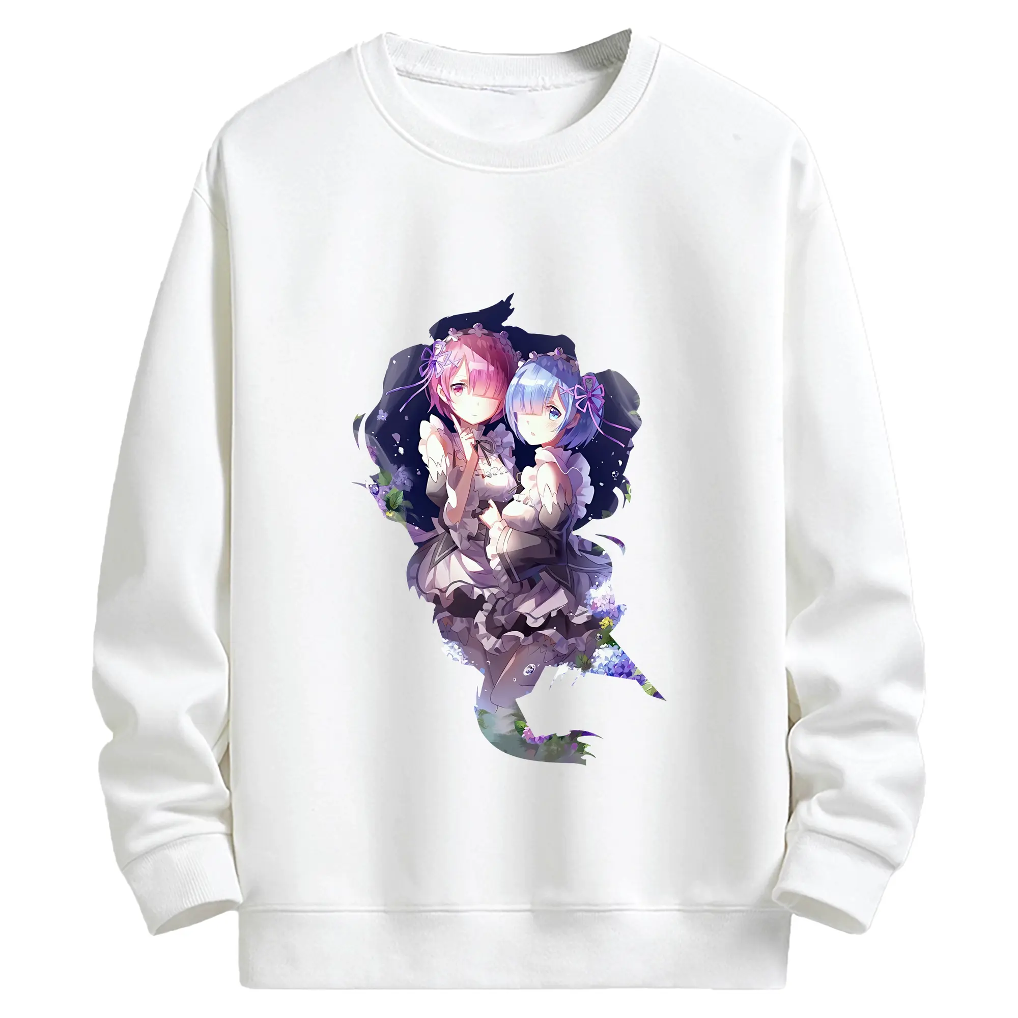 リゼロ グッズ ラム - キッズ クルーネックスウェットシャツ ・ フロントプリント ・ 綿80％ ポリエステル20％ ・ 快適 通学 スポーツ 日常使い お散歩用