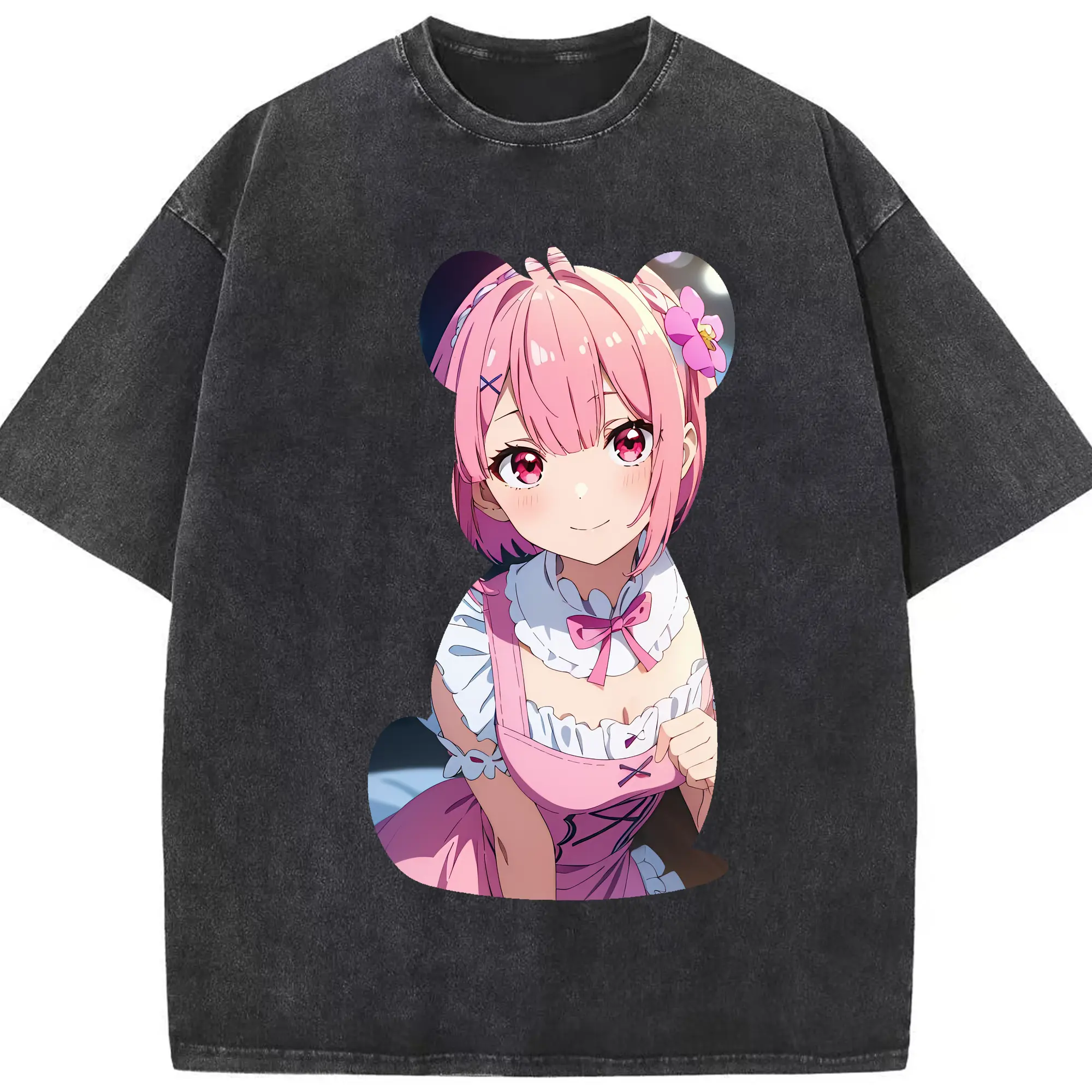 リゼロ グッズ ラム - 綿100％ ヴィンテージ風 半袖Tシャツ ・ フロントプリント ・ 柔らか肌触り ・ 通気性 快適 ・ スポーツ カジュアル 外出用