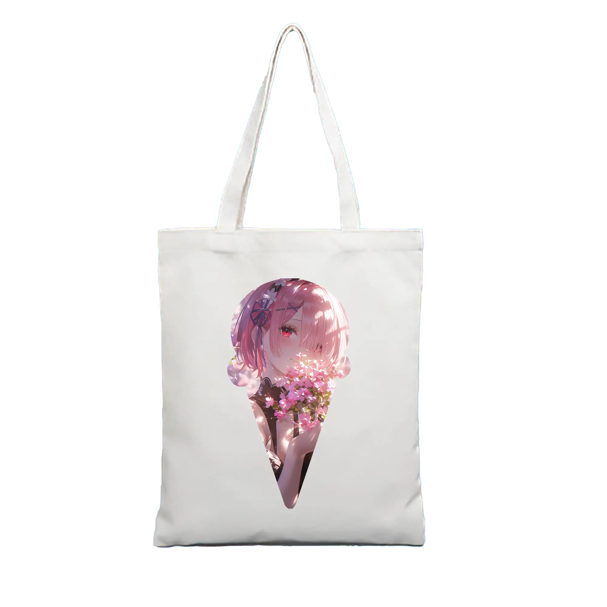 リゼロ グッズ ラム - 縦型キャンバス手提げバッグ（トートバッグ） ・ キャンバス素材 ・ ショッピング用 ・ 軽量 丈夫 お手入れ簡単