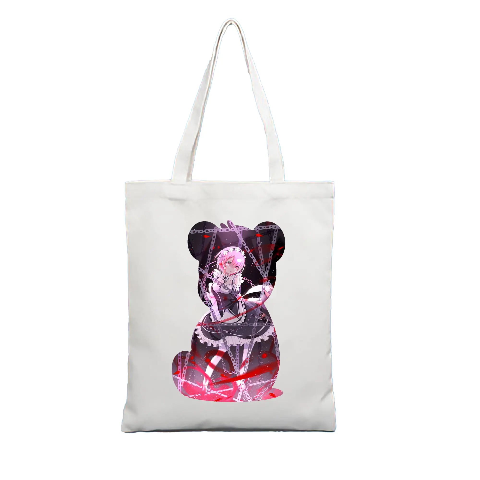 リゼロ グッズ ラム - 縦型キャンバス手提げバッグ（トートバッグ） ・ キャンバス素材 ・ ショッピング用 ・ 軽量 丈夫 お手入れ簡単