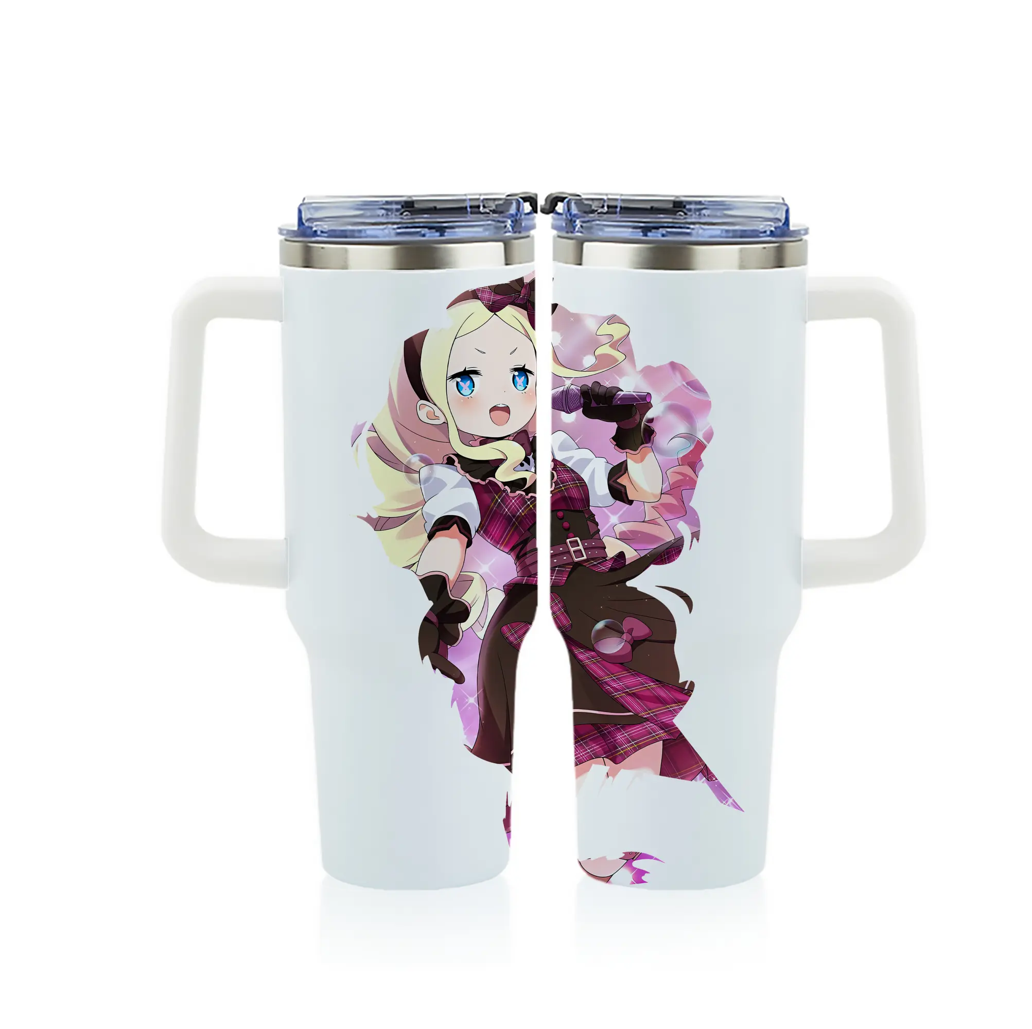 リゼロ グッズ ベアトリス - 1200mL フルプリント車用タンブラー ・ 304ステンレス 内側 ・ 201ステンレス 外側 ・ 保温 保冷 ・ 通勤 ドライブ アウトドア用