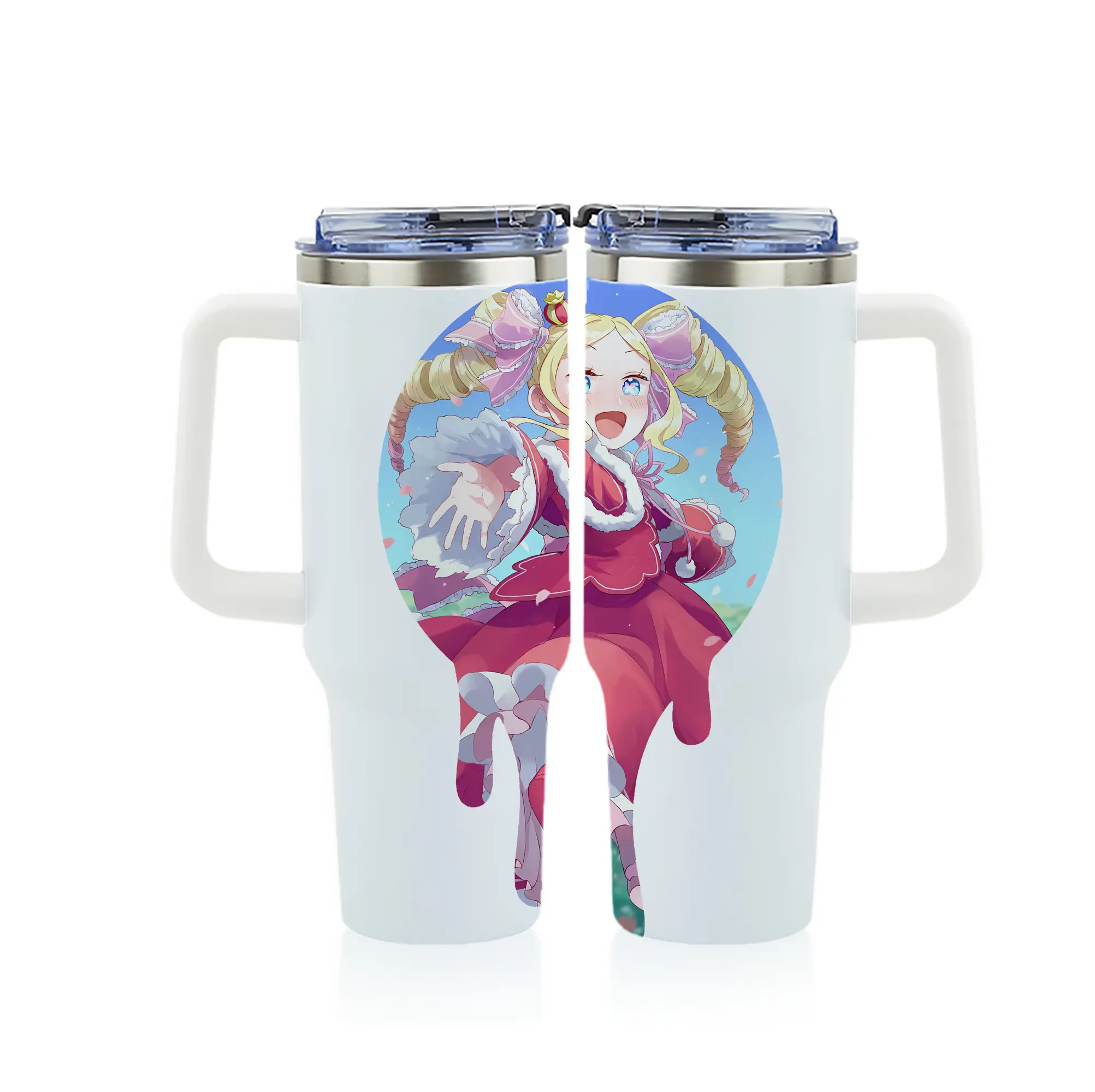 リゼロ グッズ ベアトリス - 1200mL フルプリント車用タンブラー ・ 304ステンレス 内側 ・ 201ステンレス 外側 ・ 保温 保冷 ・ 通勤 ドライブ アウトドア用