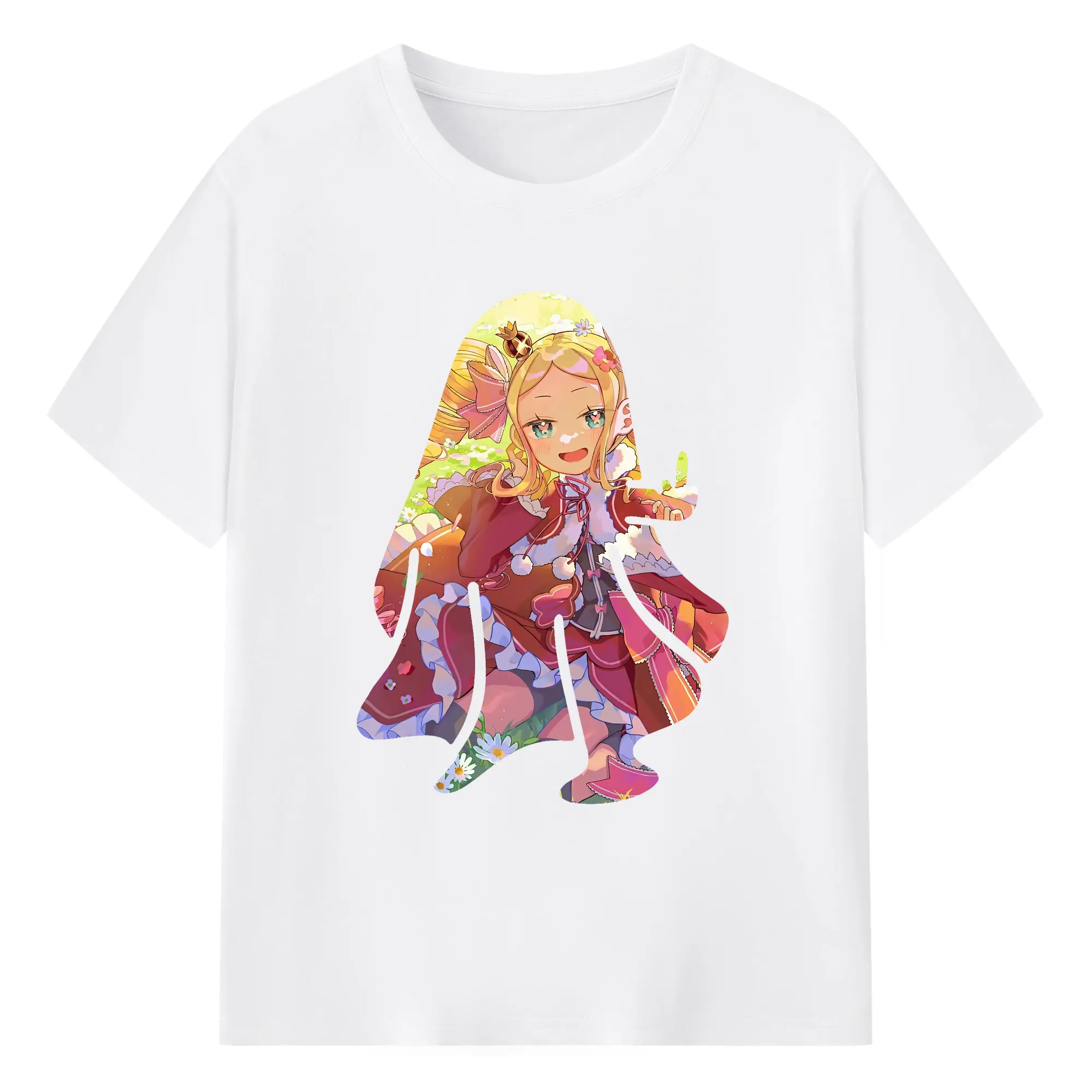 リゼロ グッズ ベアトリス - 綿100％ 半袖Tシャツ ・ フロントプリント ・ 快適 通気性 ・ 日常使い 散歩 スポーツ用