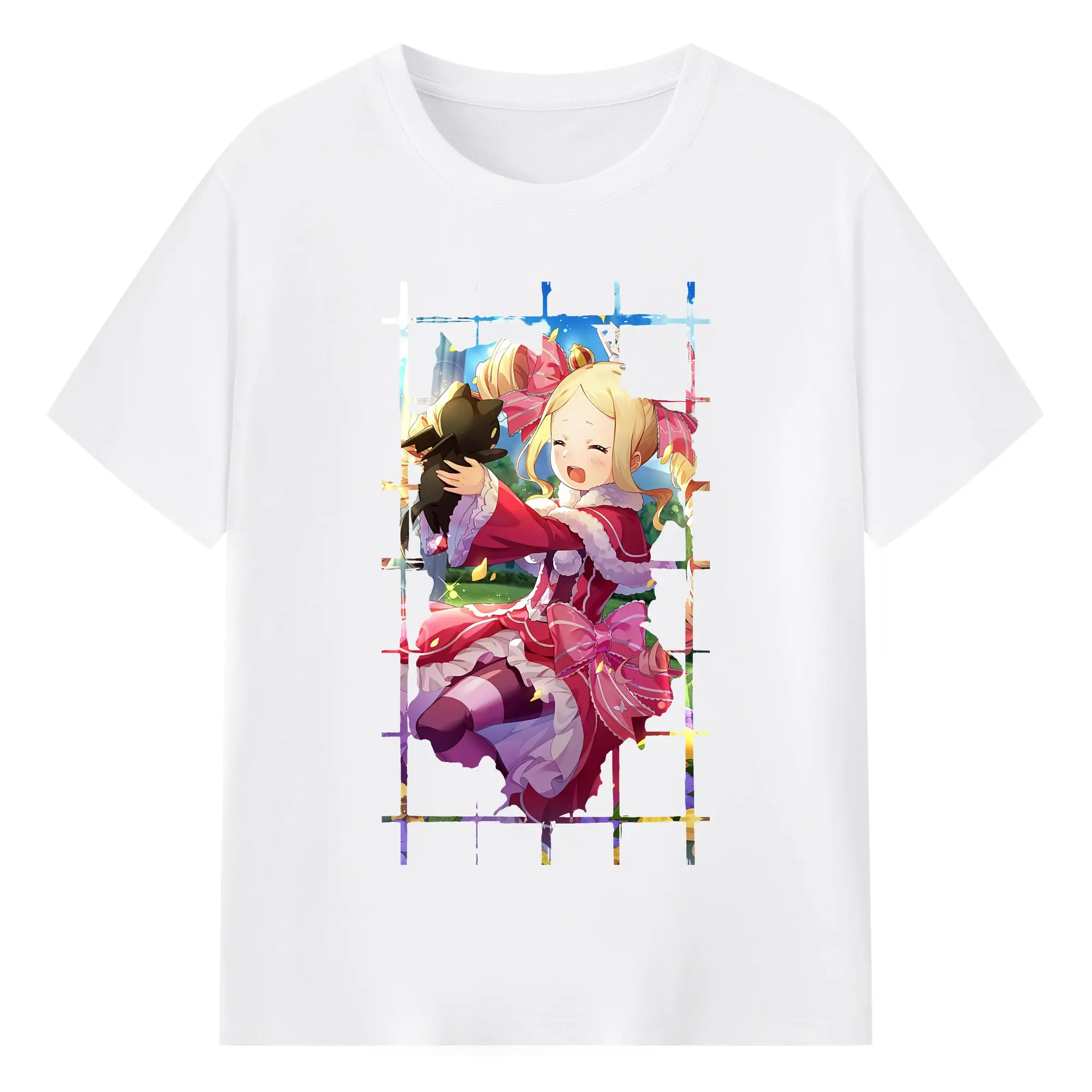 リゼロ グッズ ベアトリス - 綿100％ 半袖Tシャツ ・ フロントプリント ・ 快適 通気性 ・ 日常使い 散歩 スポーツ用