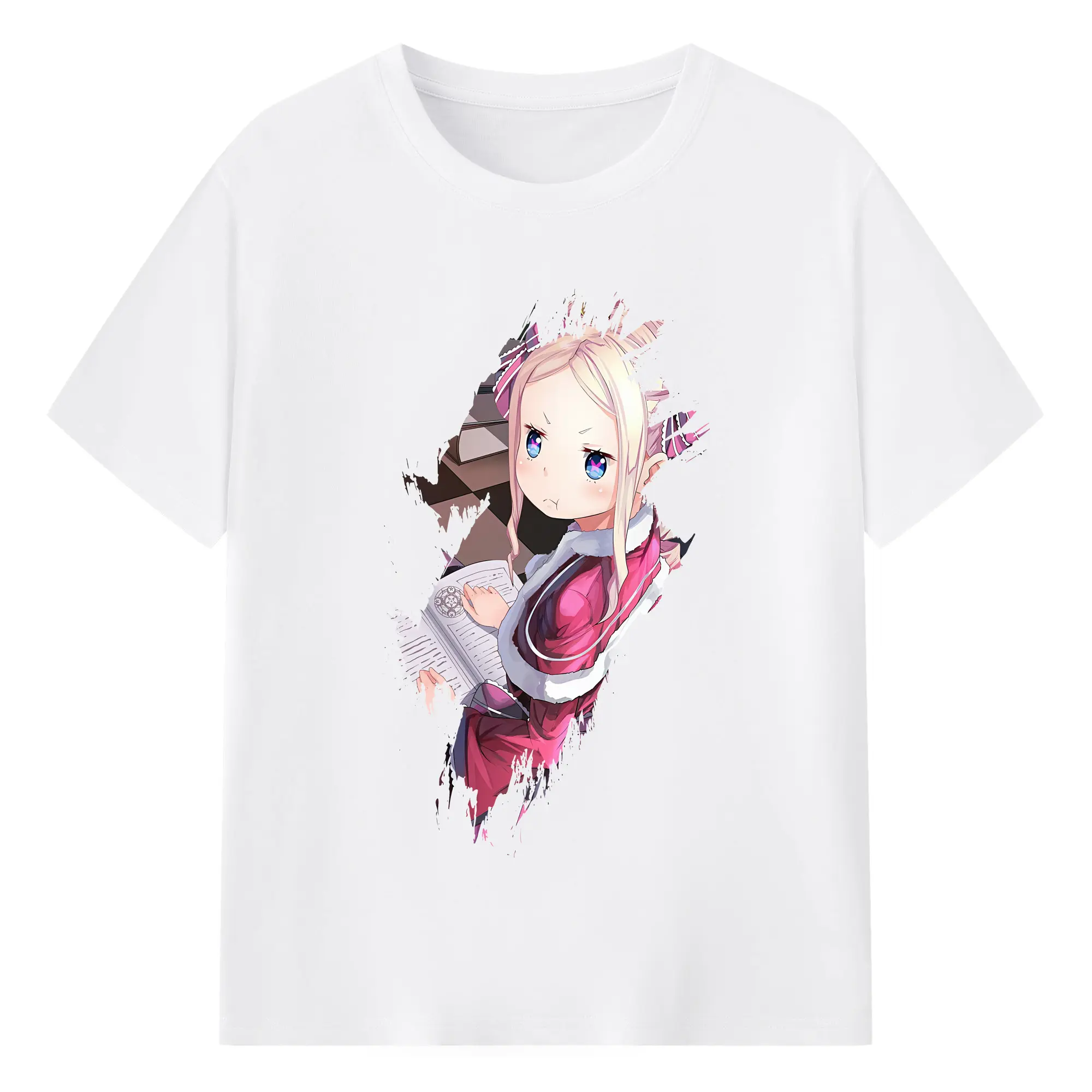 リゼロ グッズ ベアトリス - 綿100％ 半袖Tシャツ ・ フロントプリント ・ 快適 通気性 ・ 日常使い 散歩 スポーツ用
