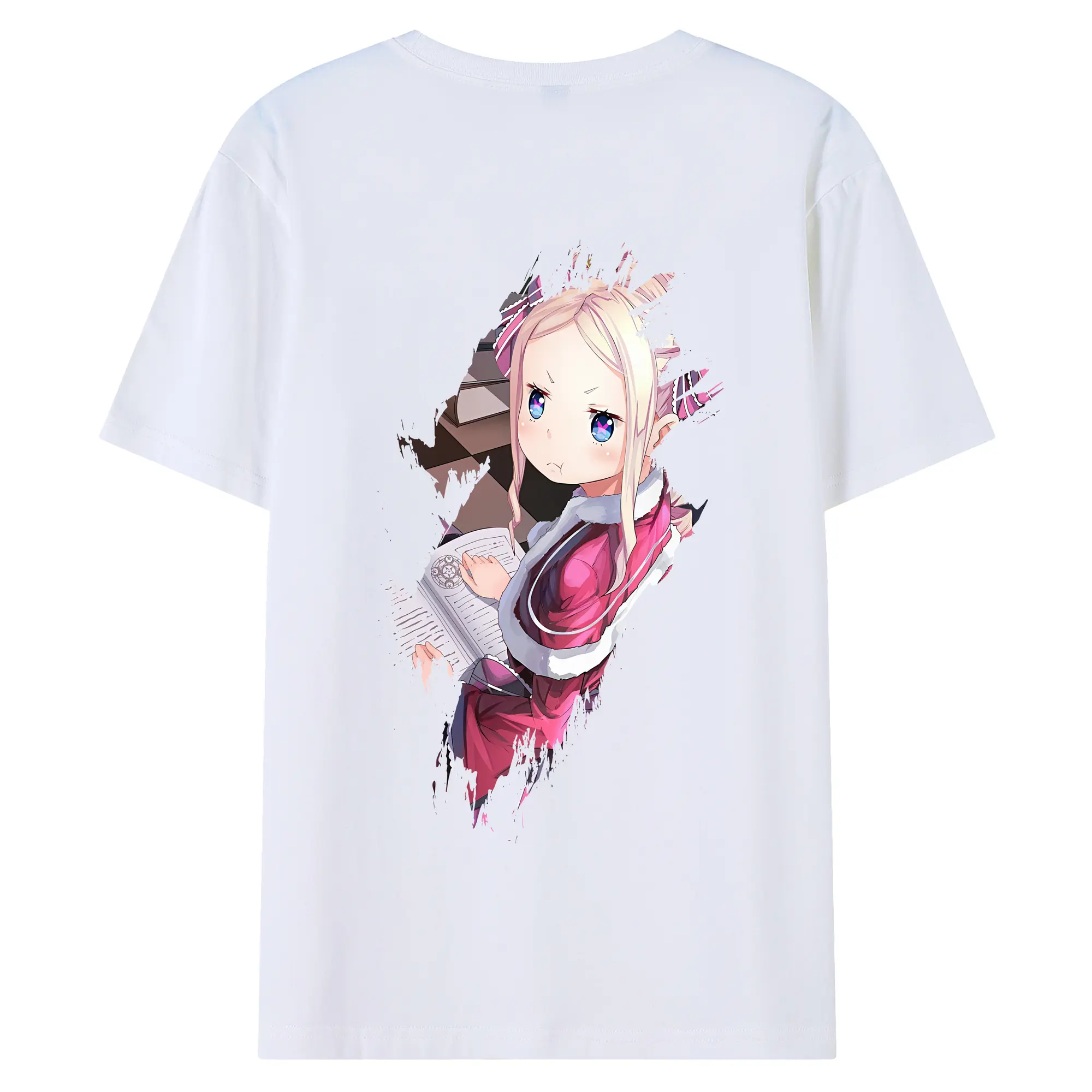 リゼロ グッズ ベアトリス - 綿100％ 半袖Tシャツ ・ バックプリント ・ 快適 通気性 ・ 日常使い 散歩 スポーツ用