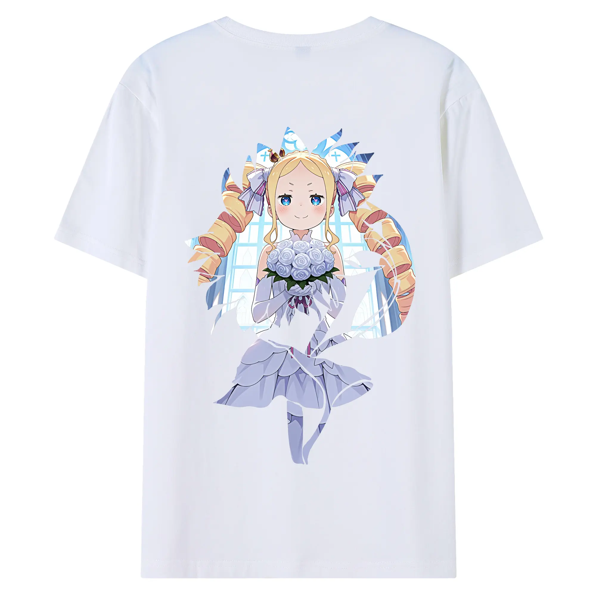 リゼロ グッズ ベアトリス - 綿100％ 半袖Tシャツ ・ バックプリント ・ 快適 通気性 ・ 日常使い 散歩 スポーツ用