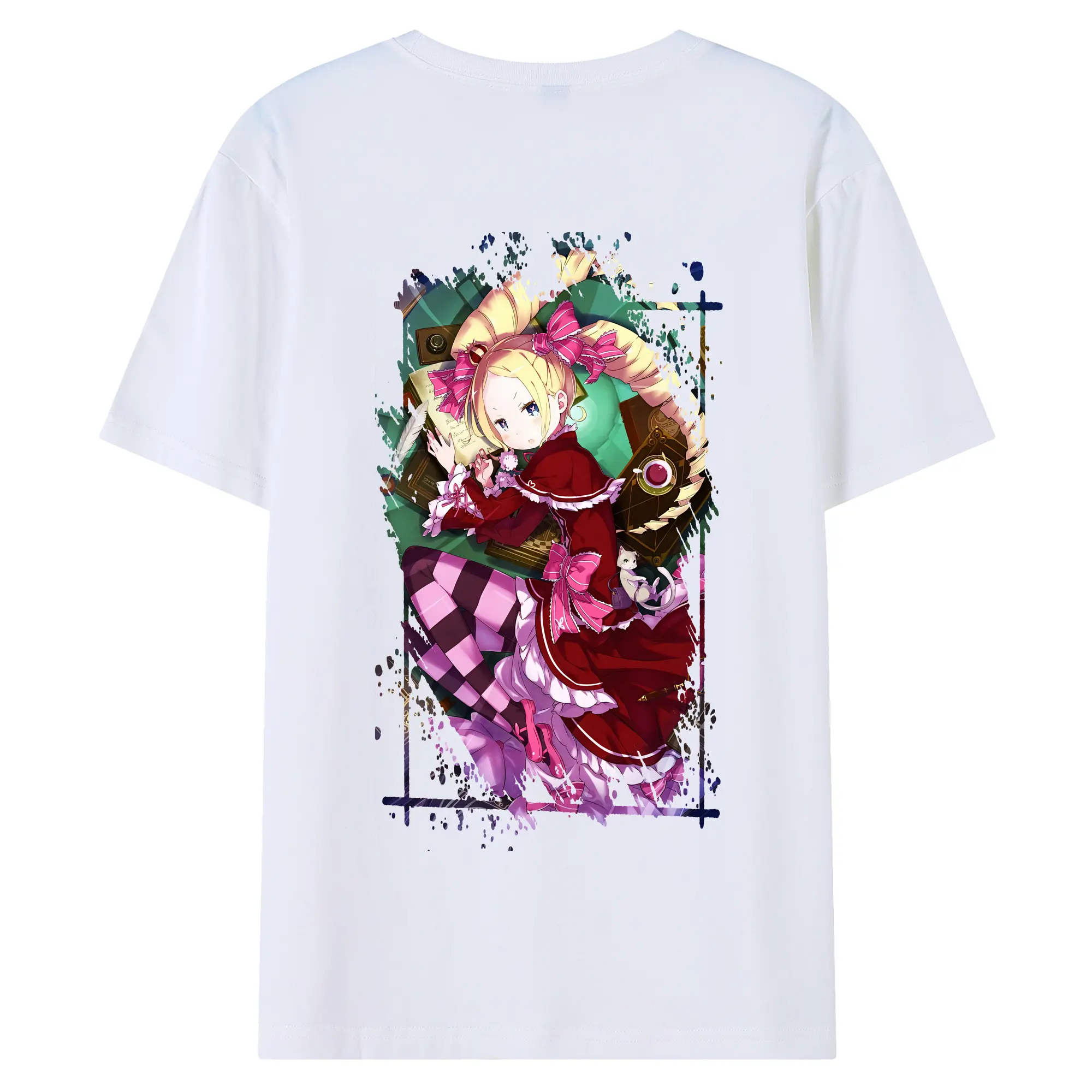 リゼロ グッズ ベアトリス - 綿100％ 半袖Tシャツ ・ バックプリント ・ 快適 通気性 ・ 日常使い 散歩 スポーツ用