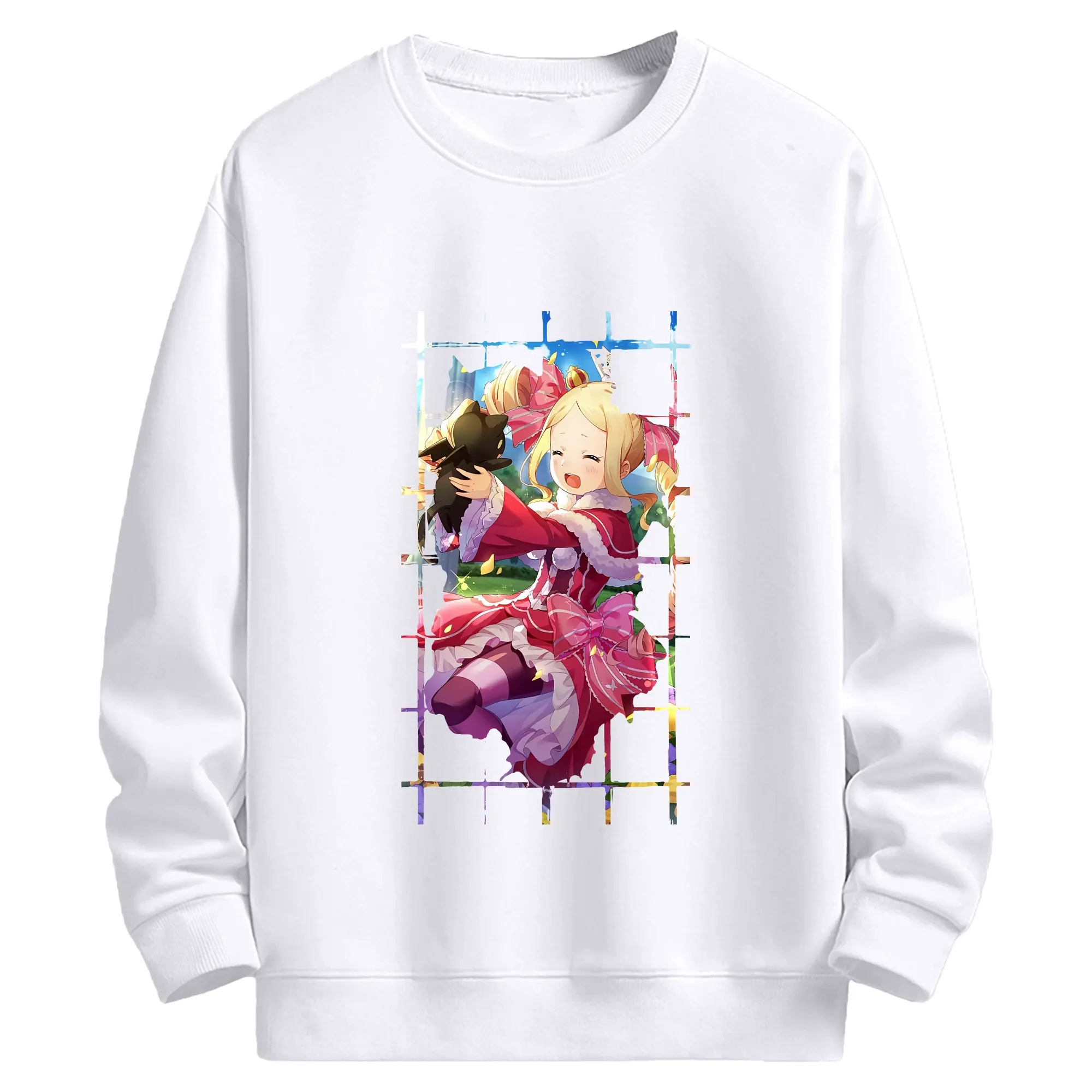 リゼロ グッズ ベアトリス - 高品質 クルーネック スウェット ・ コットン59％ ポリエステル41％ ・ ユニセックス 長袖 トレーナー ・ カジュアル デイリー スポーツ 散歩用