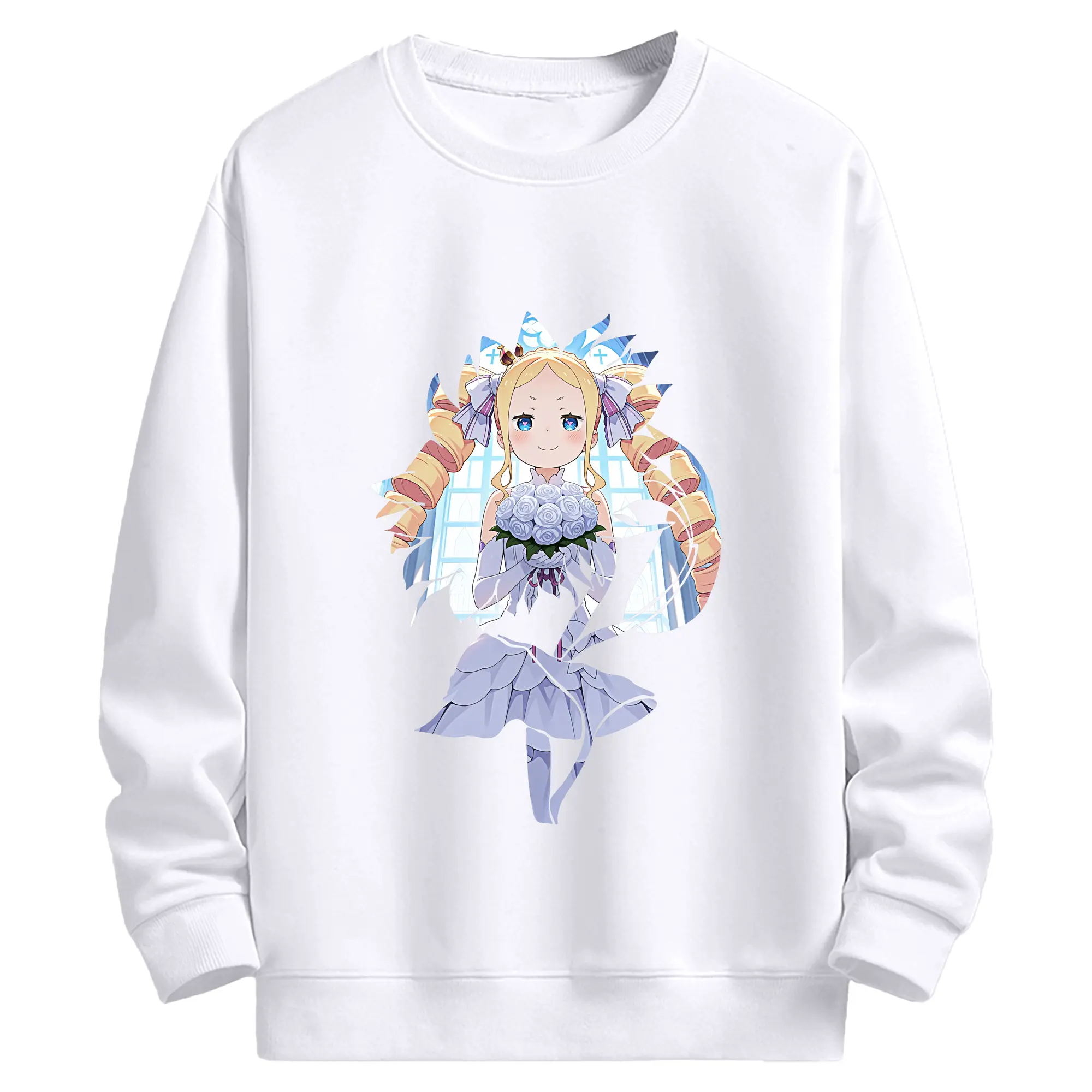 リゼロ グッズ ベアトリス - 高品質 クルーネック スウェット ・ コットン59％ ポリエステル41％ ・ ユニセックス 長袖 トレーナー ・ カジュアル デイリー スポーツ 散歩用