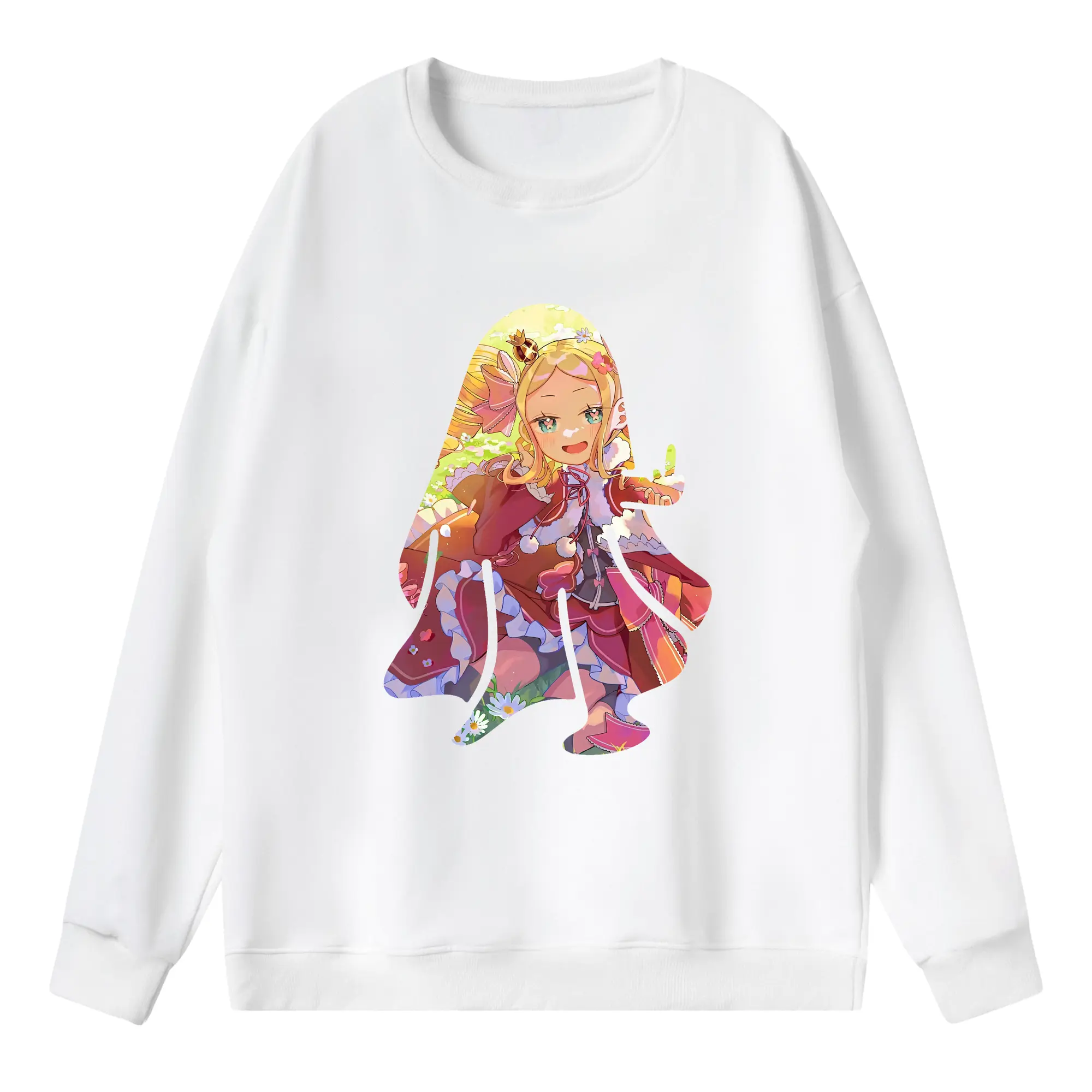 リゼロ グッズ ベアトリス - 薄手 クルーネック スウェット 裏毛260g · ポリエステル 春秋向け カジュアル 男女兼用 · トレーナー デイリー スポーツ 散歩に最適