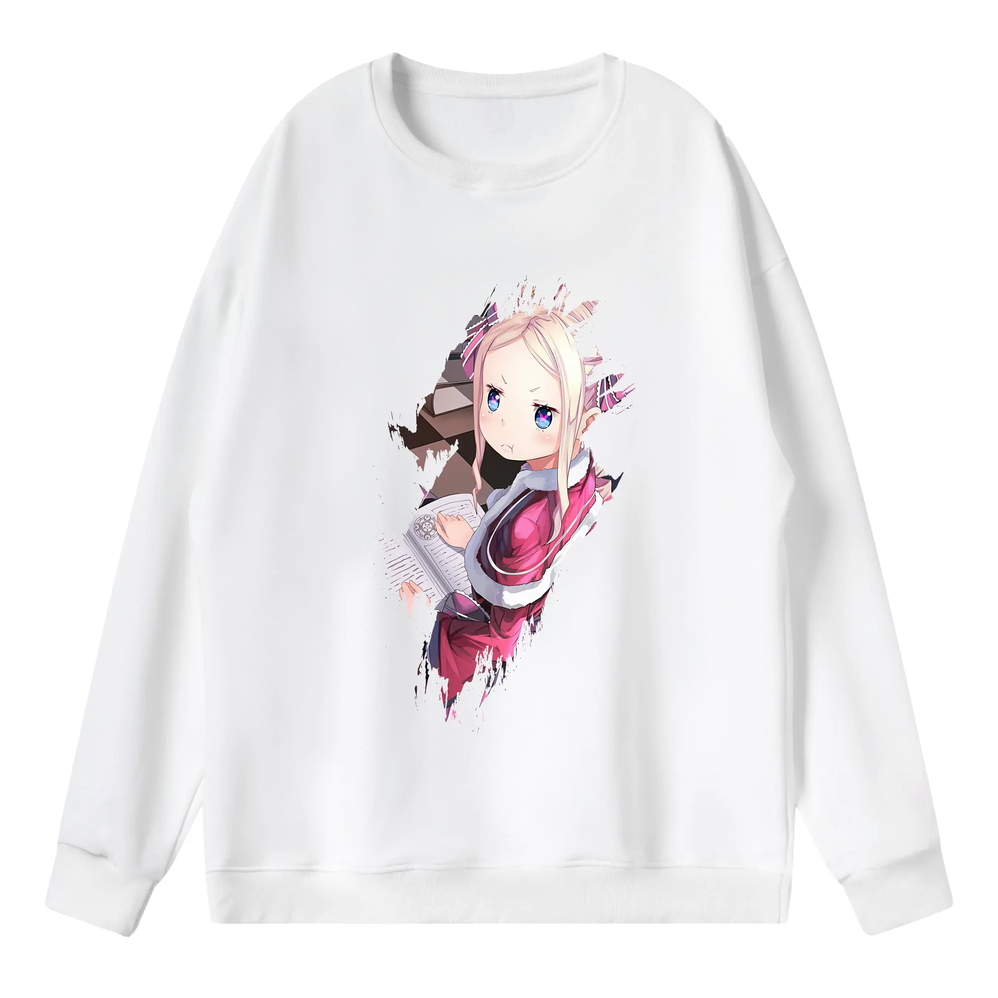 リゼロ グッズ ベアトリス - 薄手 クルーネック スウェット 裏毛260g · ポリエステル 春秋向け カジュアル 男女兼用 · トレーナー デイリー スポーツ 散歩に最適