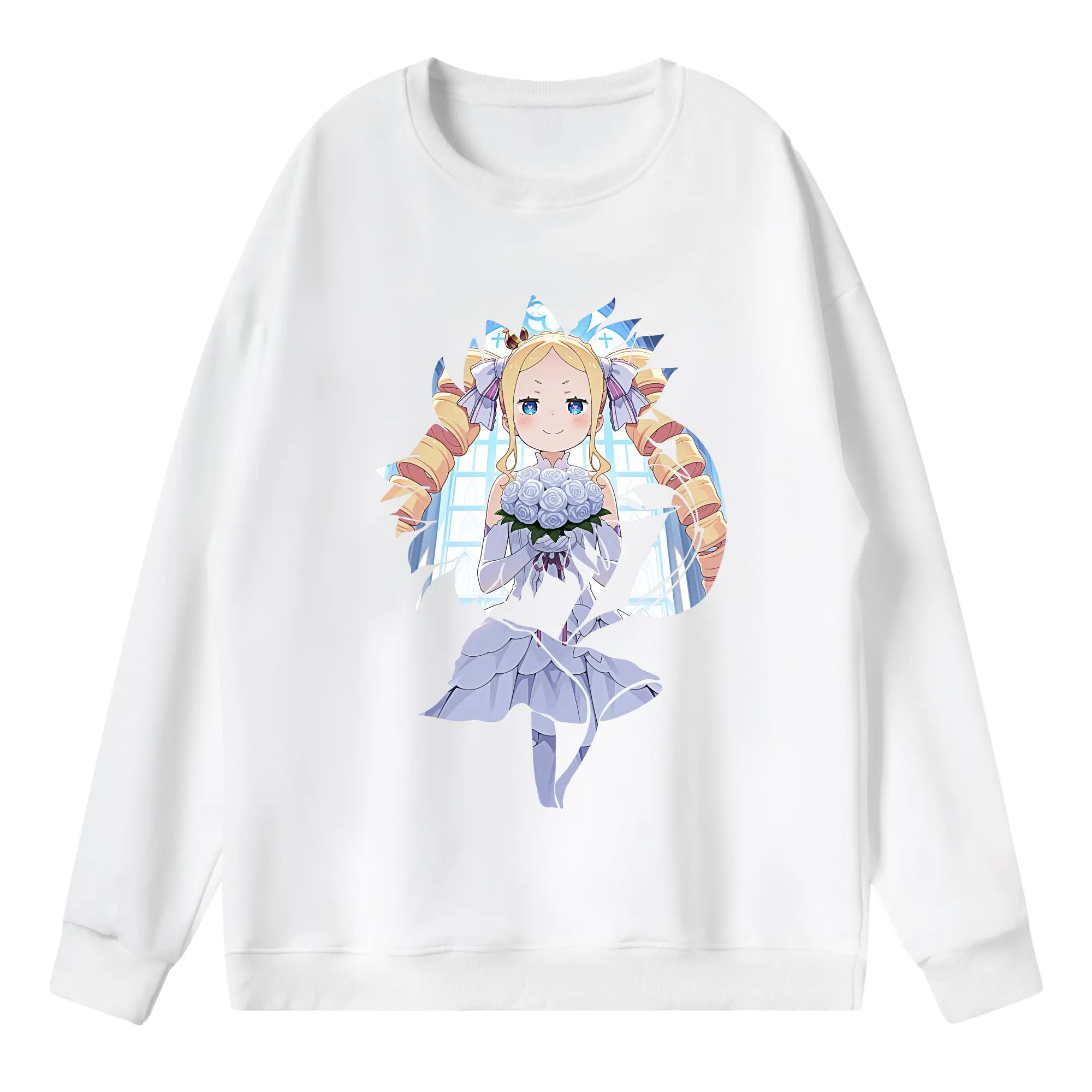 リゼロ グッズ ベアトリス - 薄手 クルーネック スウェット 裏毛260g · ポリエステル 春秋向け カジュアル 男女兼用 · トレーナー デイリー スポーツ 散歩に最適