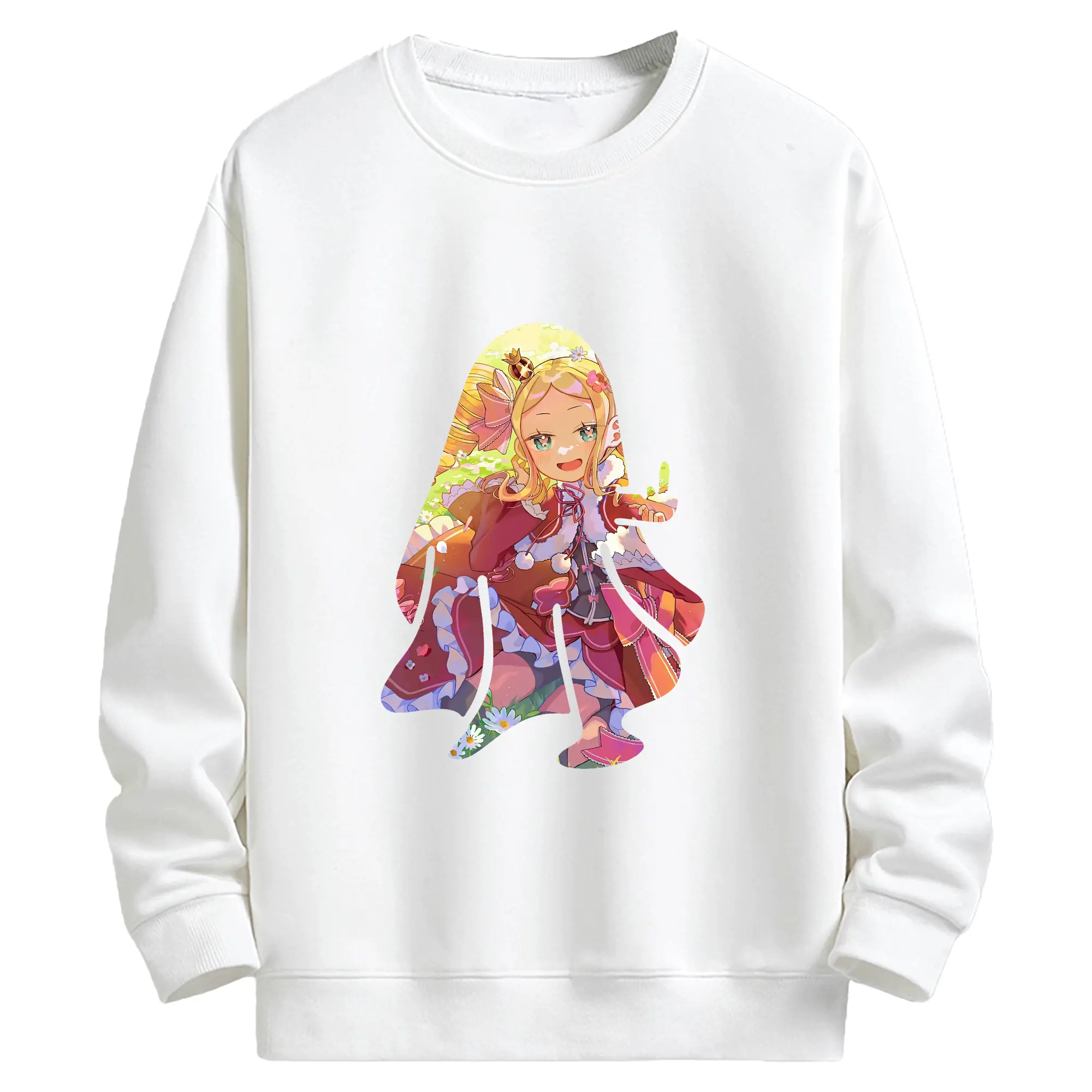 リゼロ グッズ ベアトリス - キッズ クルーネックスウェットシャツ ・ フロントプリント ・ 綿80％ ポリエステル20％ ・ 快適 通学 スポーツ 日常使い お散歩用