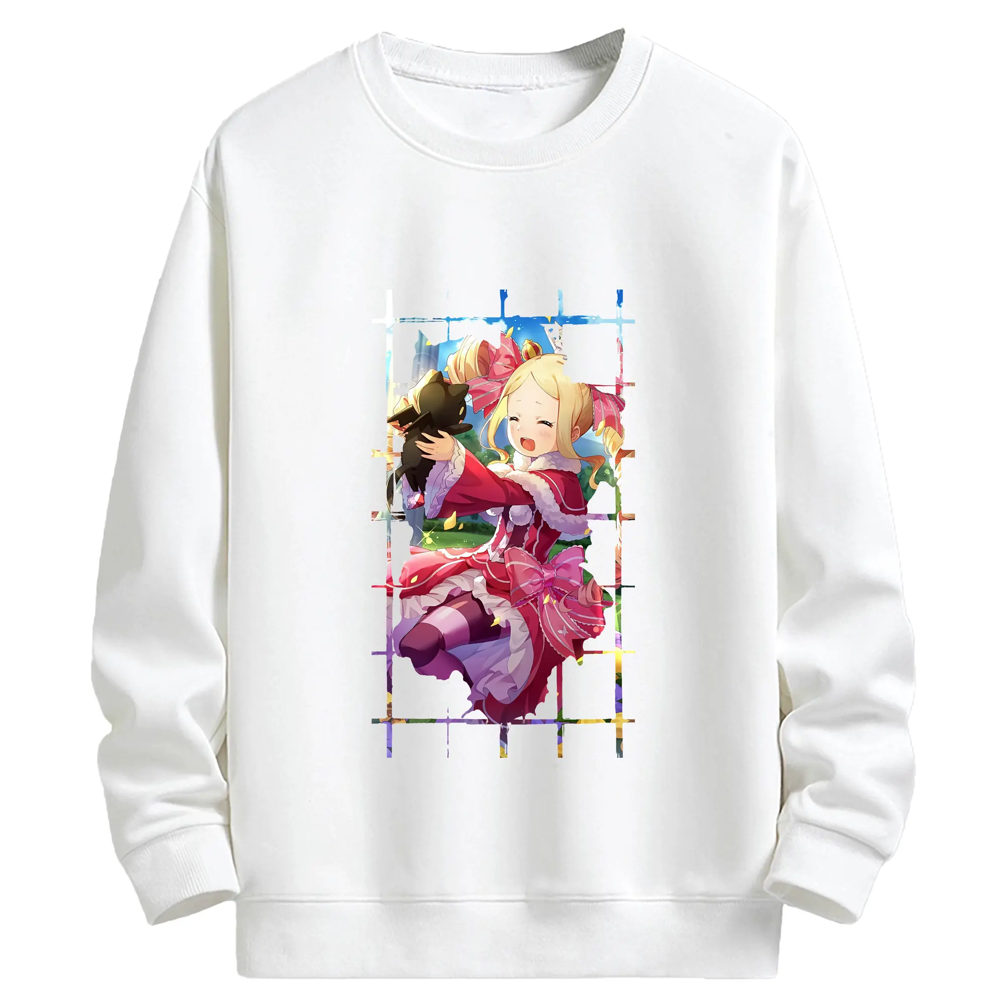 リゼロ グッズ ベアトリス - キッズ クルーネックスウェットシャツ ・ フロントプリント ・ 綿80％ ポリエステル20％ ・ 快適 通学 スポーツ 日常使い お散歩用