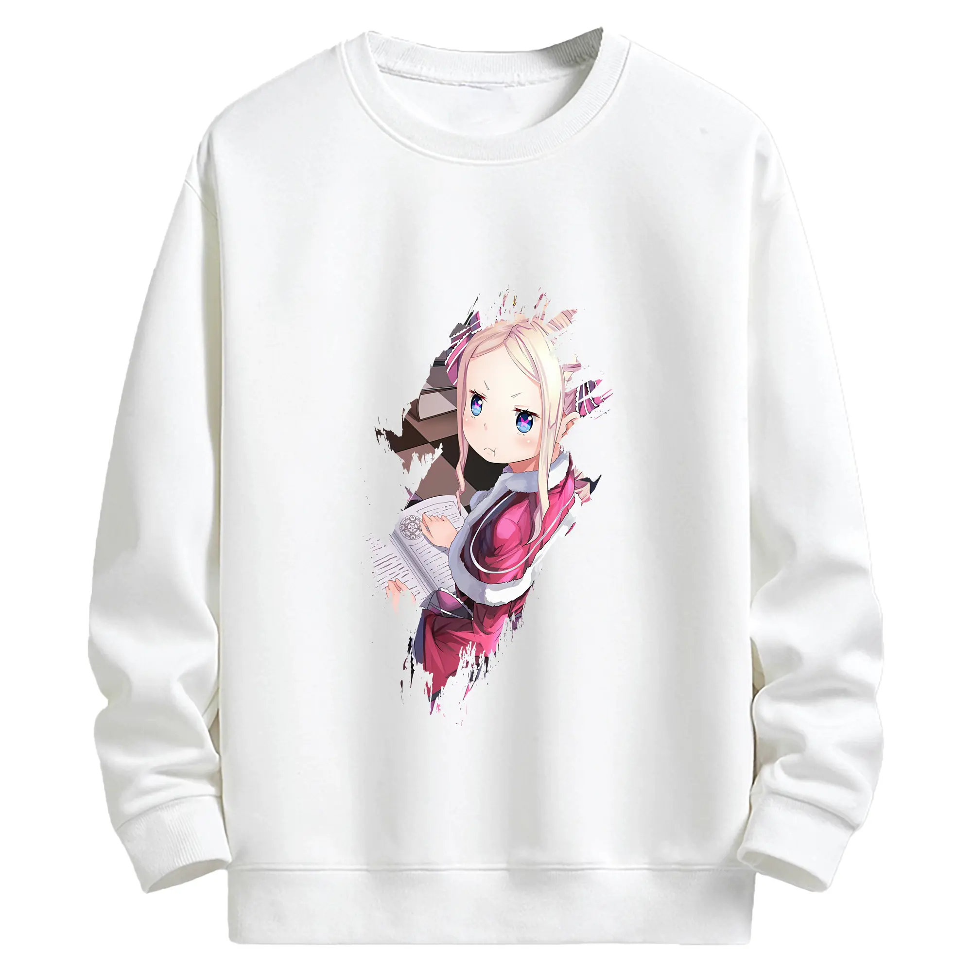 リゼロ グッズ ベアトリス - キッズ クルーネックスウェットシャツ ・ フロントプリント ・ 綿80％ ポリエステル20％ ・ 快適 通学 スポーツ 日常使い お散歩用