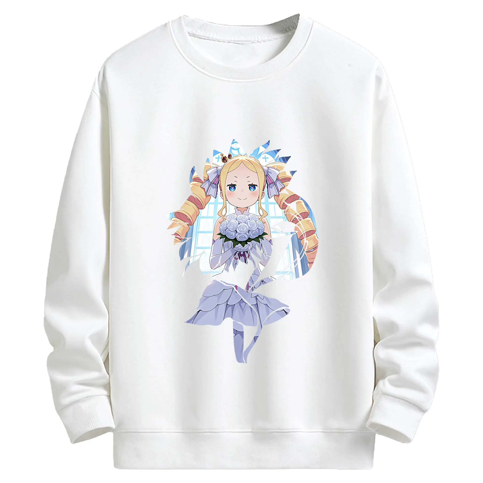 リゼロ グッズ ベアトリス - キッズ クルーネックスウェットシャツ ・ フロントプリント ・ 綿80％ ポリエステル20％ ・ 快適 通学 スポーツ 日常使い お散歩用