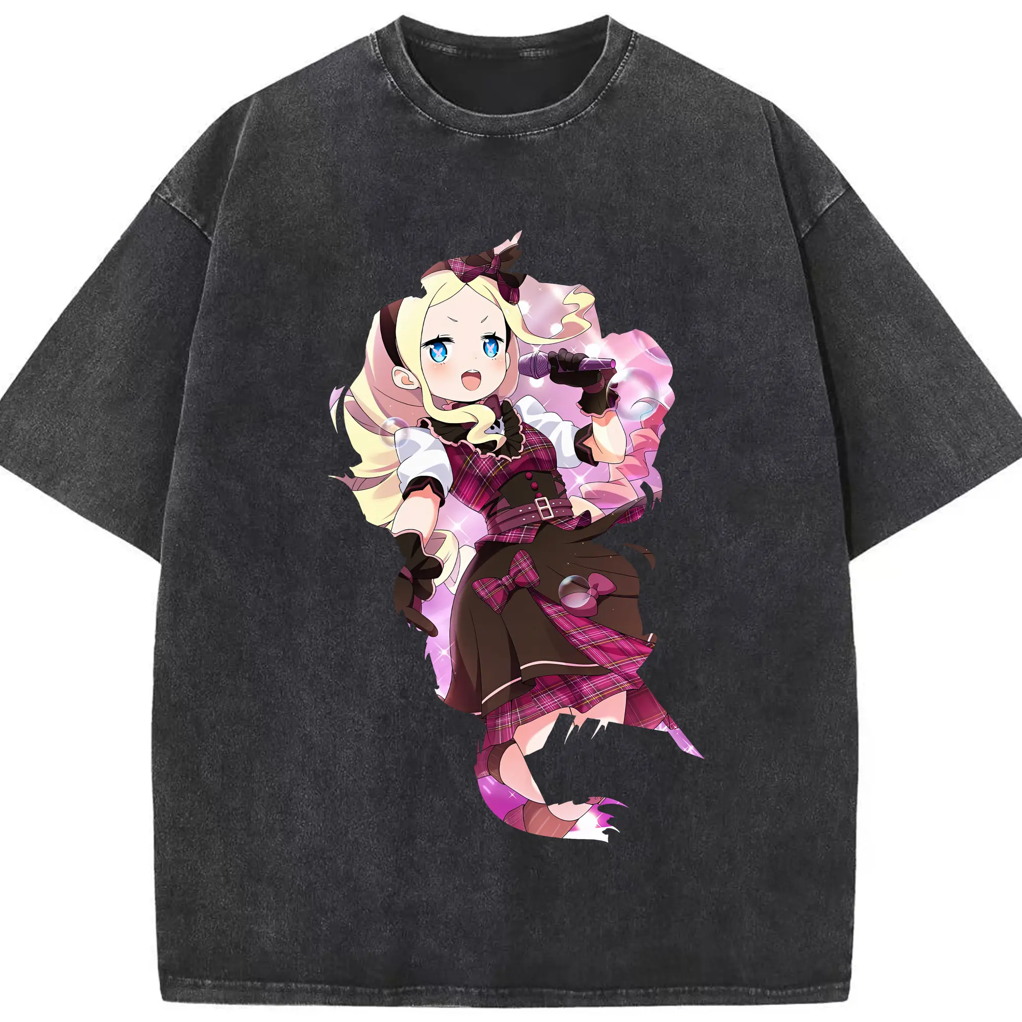リゼロ グッズ ベアトリス - 綿100％ ヴィンテージ風 半袖Tシャツ ・ フロントプリント ・ 柔らか肌触り ・ 通気性 快適 ・ スポーツ カジュアル 外出用