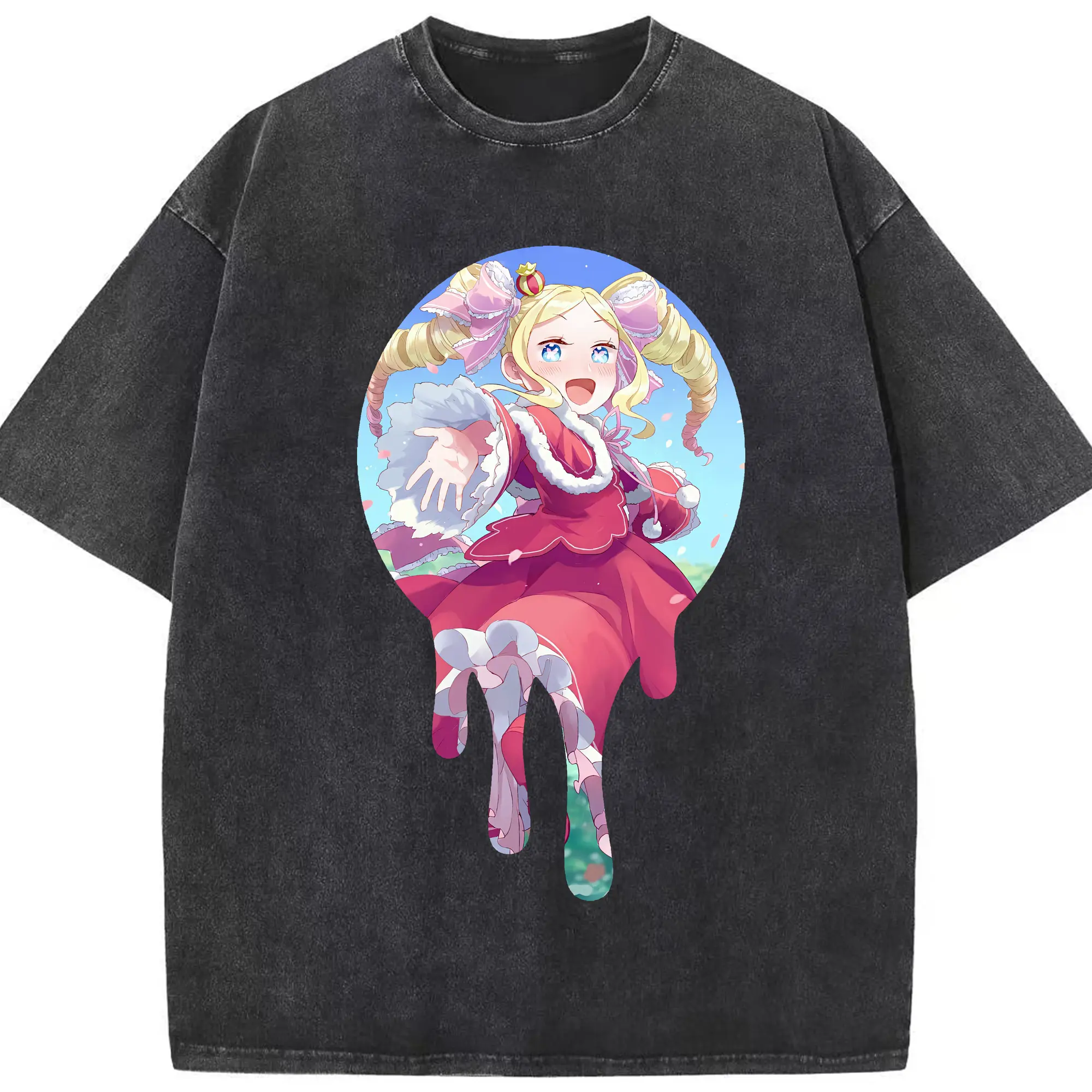リゼロ グッズ ベアトリス - 綿100％ ヴィンテージ風 半袖Tシャツ ・ フロントプリント ・ 柔らか肌触り ・ 通気性 快適 ・ スポーツ カジュアル 外出用