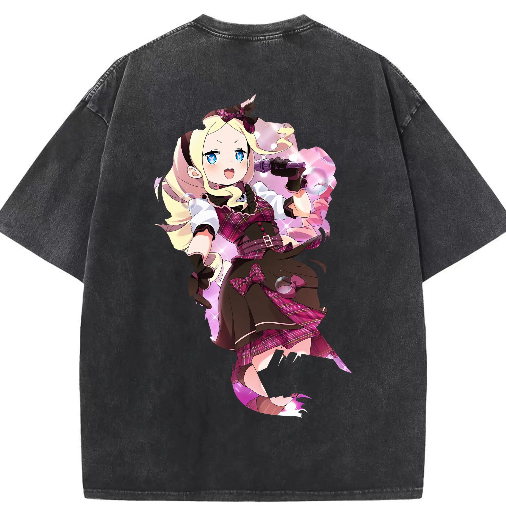 リゼロ グッズ ベアトリス - 綿100％ ヴィンテージ風 半袖Tシャツ ・ 背面プリント ・ 柔らか肌触り ・ 通気性 快適 ・ スポーツ カジュアル 外出用