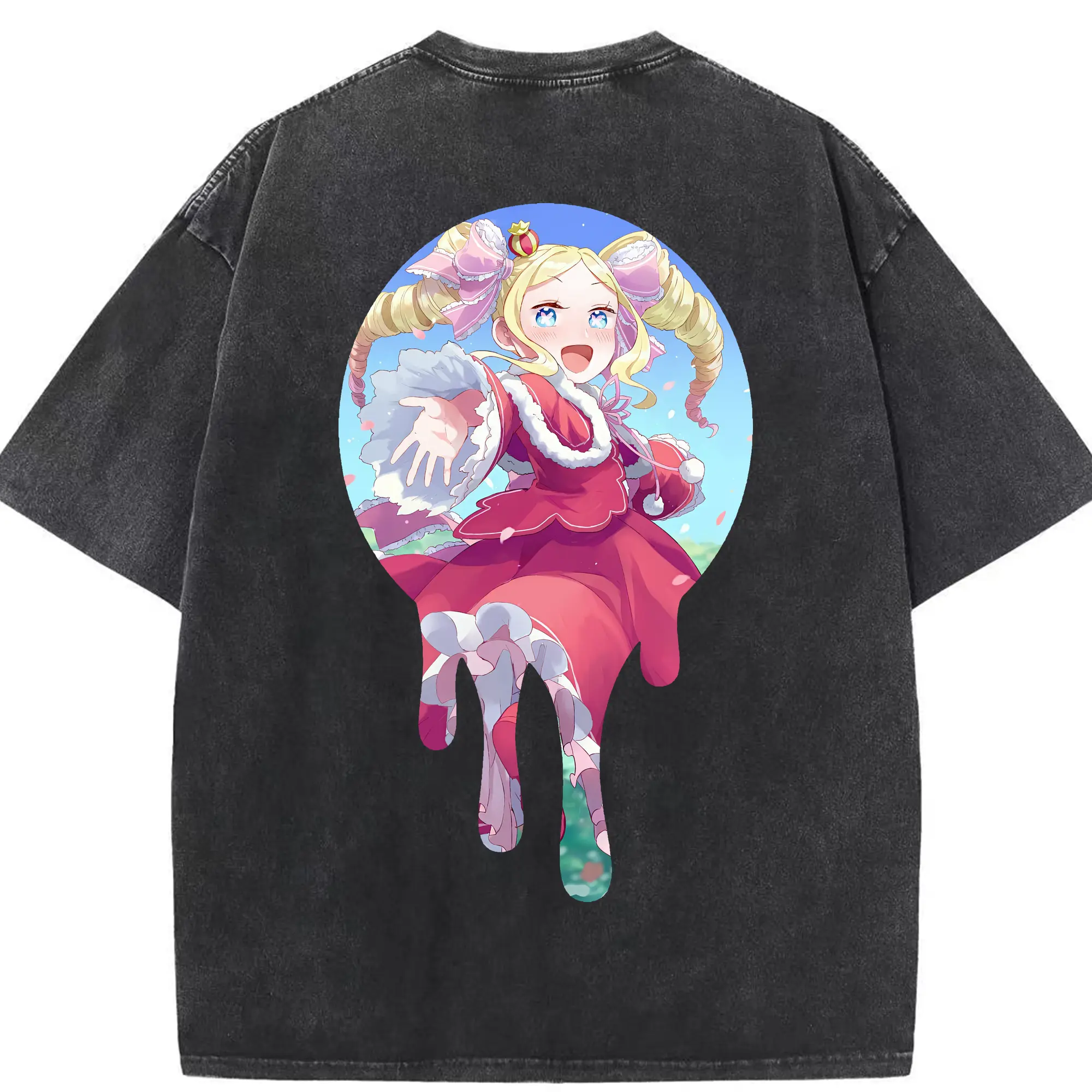 リゼロ グッズ ベアトリス - 綿100％ ヴィンテージ風 半袖Tシャツ ・ 背面プリント ・ 柔らか肌触り ・ 通気性 快適 ・ スポーツ カジュアル 外出用