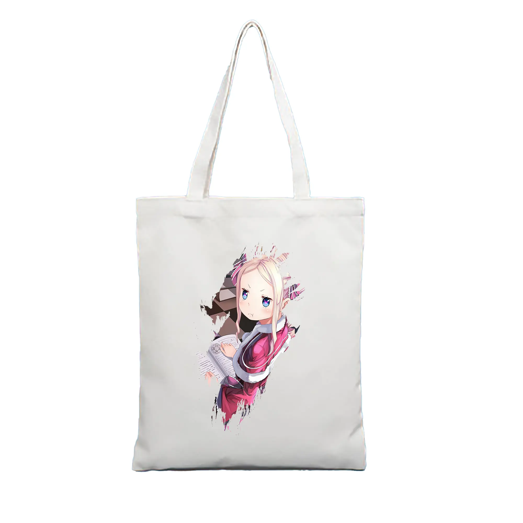 リゼロ グッズ ベアトリス - 縦型キャンバス手提げバッグ（トートバッグ） ・ キャンバス素材 ・ ショッピング用 ・ 軽量 丈夫 お手入れ簡単