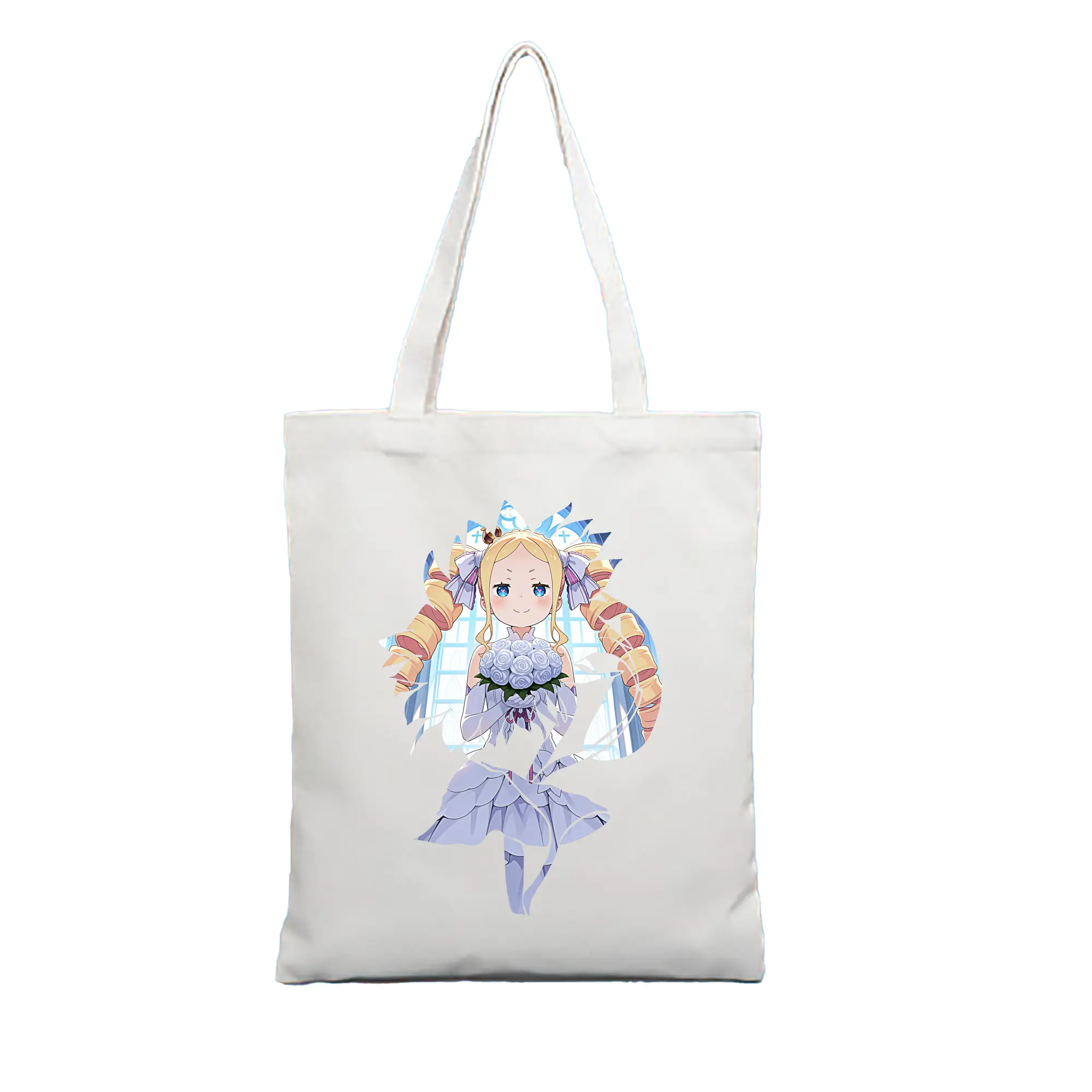 リゼロ グッズ ベアトリス - 縦型キャンバス手提げバッグ（トートバッグ） ・ キャンバス素材 ・ ショッピング用 ・ 軽量 丈夫 お手入れ簡単