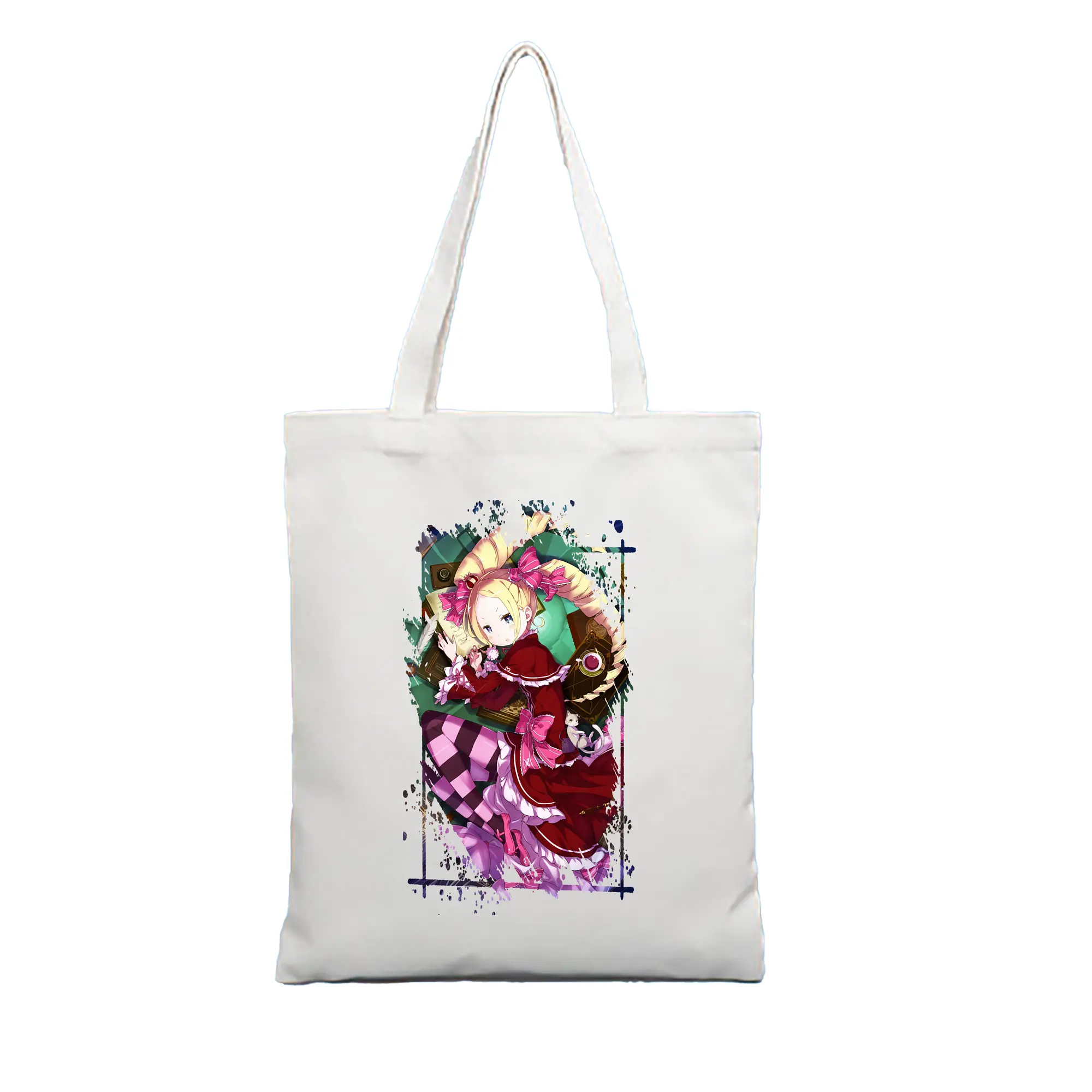 リゼロ グッズ ベアトリス - 縦型キャンバス手提げバッグ（トートバッグ） ・ キャンバス素材 ・ ショッピング用 ・ 軽量 丈夫 お手入れ簡単