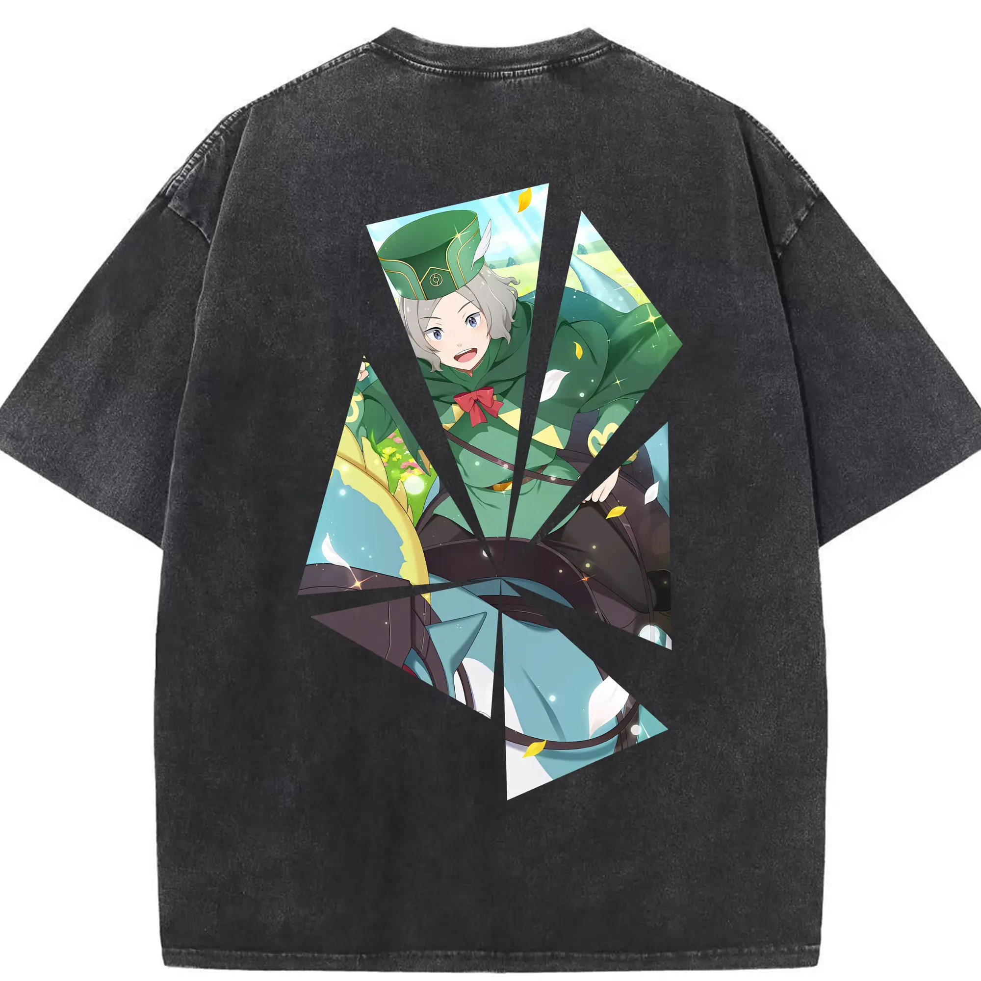 リゼロ グッズ オットー - 綿100％ ヴィンテージ風 半袖Tシャツ ・ 背面プリント ・ 柔らか肌触り ・ 通気性 快適 ・ スポーツ カジュアル 外出用