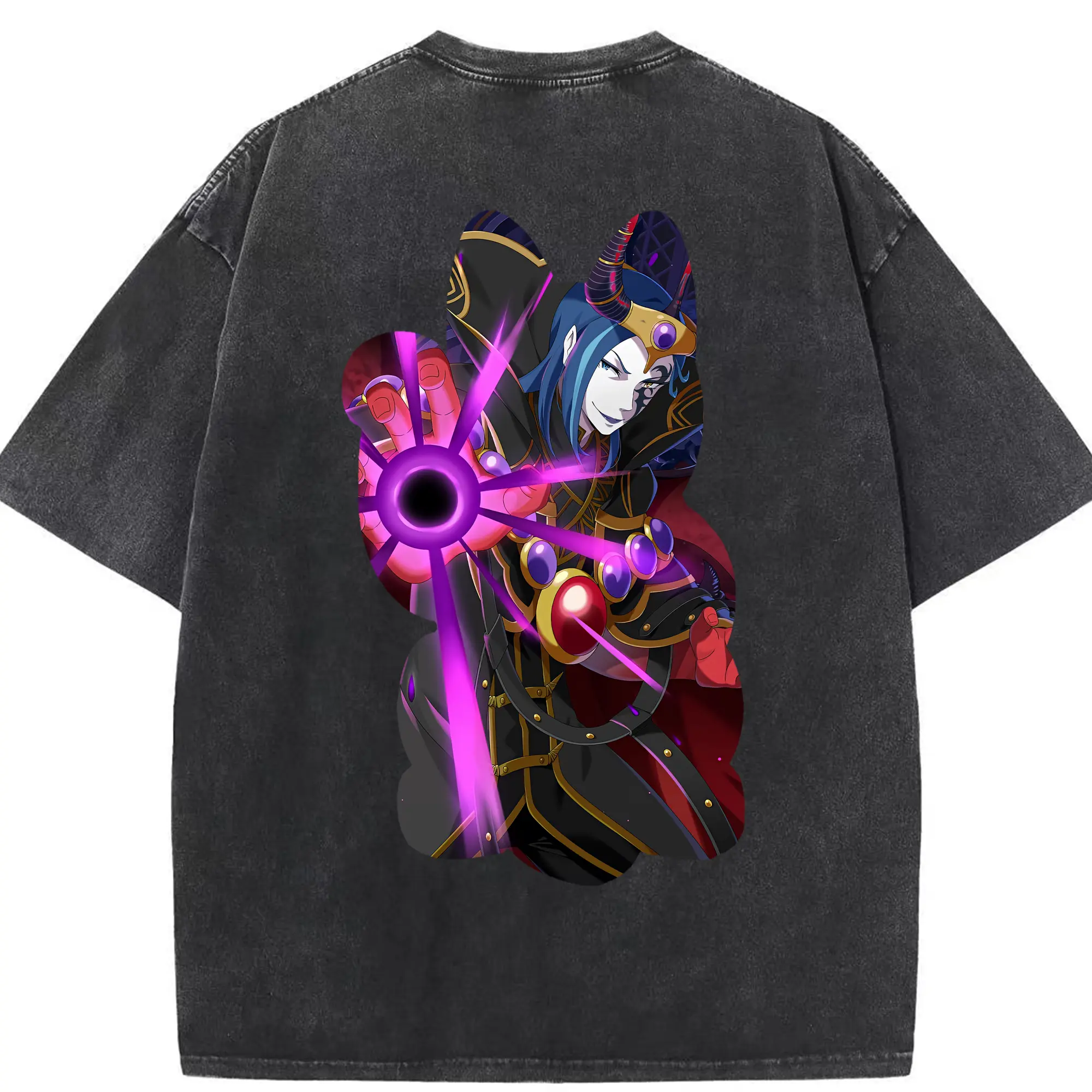 リゼロ グッズ ロズワール - 綿100％ ヴィンテージ風 半袖Tシャツ ・ 背面プリント ・ 柔らか肌触り ・ 通気性 快適 ・ スポーツ カジュアル 外出用