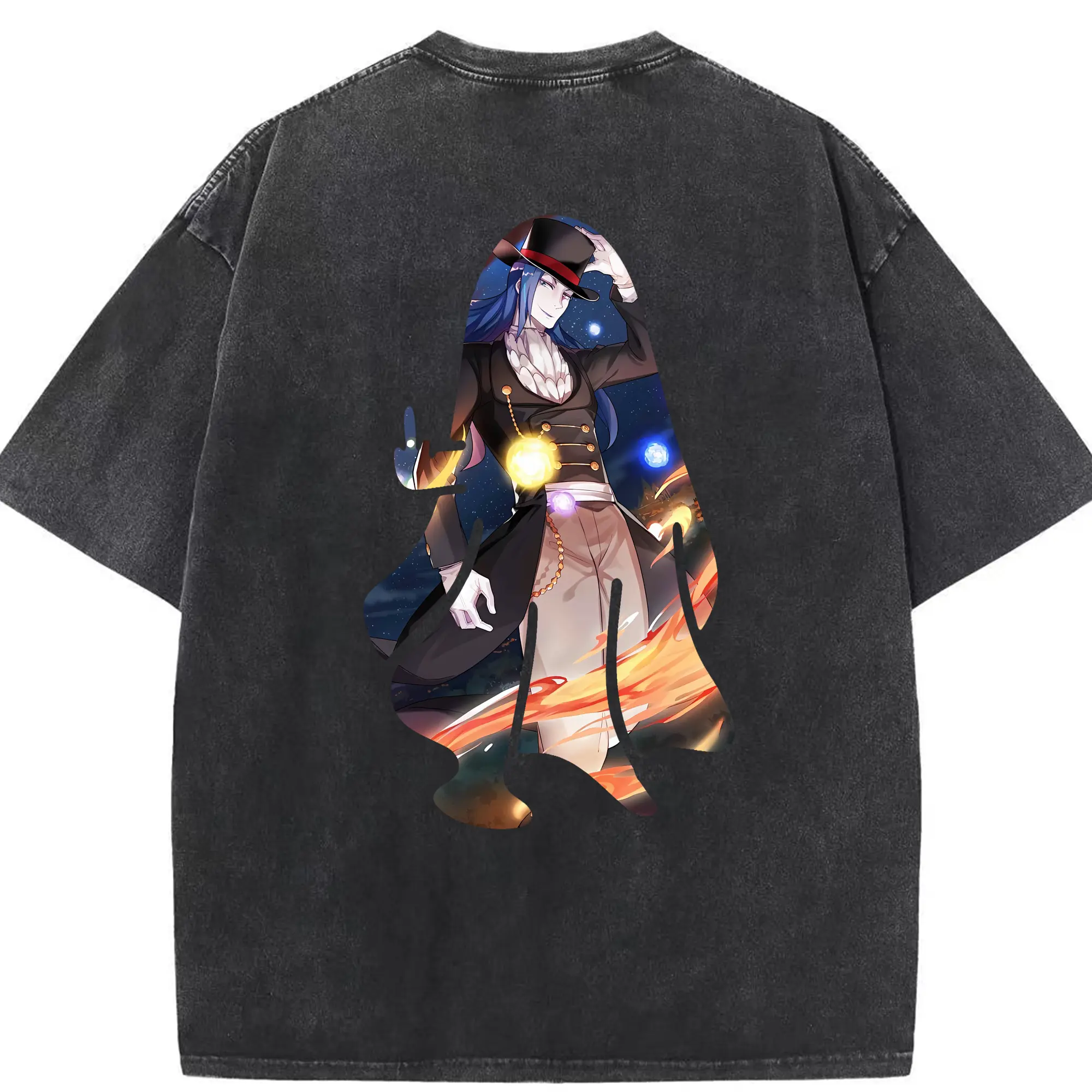 リゼロ グッズ ロズワール - 綿100％ ヴィンテージ風 半袖Tシャツ ・ 背面プリント ・ 柔らか肌触り ・ 通気性 快適 ・ スポーツ カジュアル 外出用