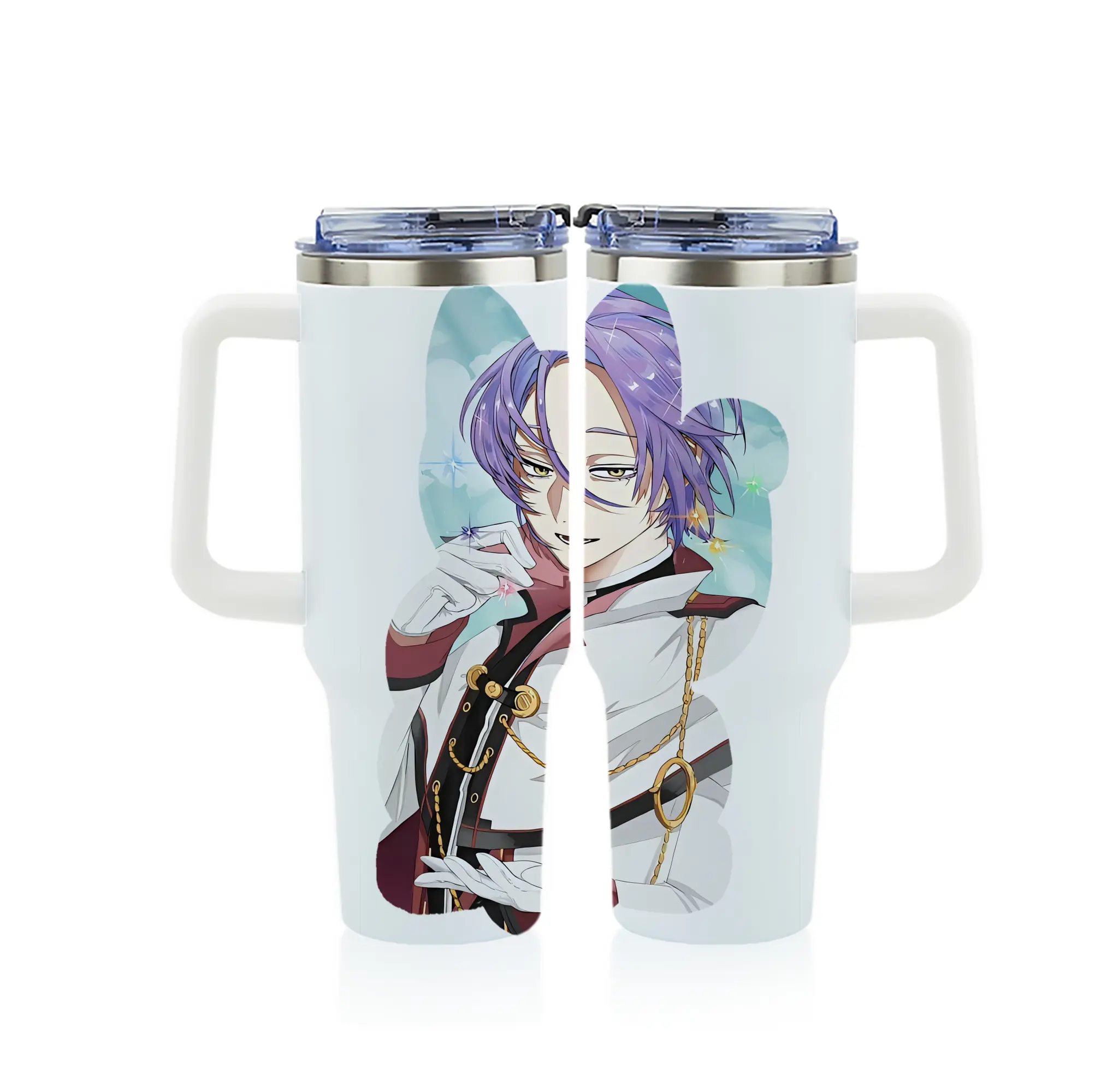 リゼロ グッズ ユリウス - 1200mL フルプリント車用タンブラー ・ 304ステンレス 内側 ・ 201ステンレス 外側 ・ 保温 保冷 ・ 通勤 ドライブ アウトドア用